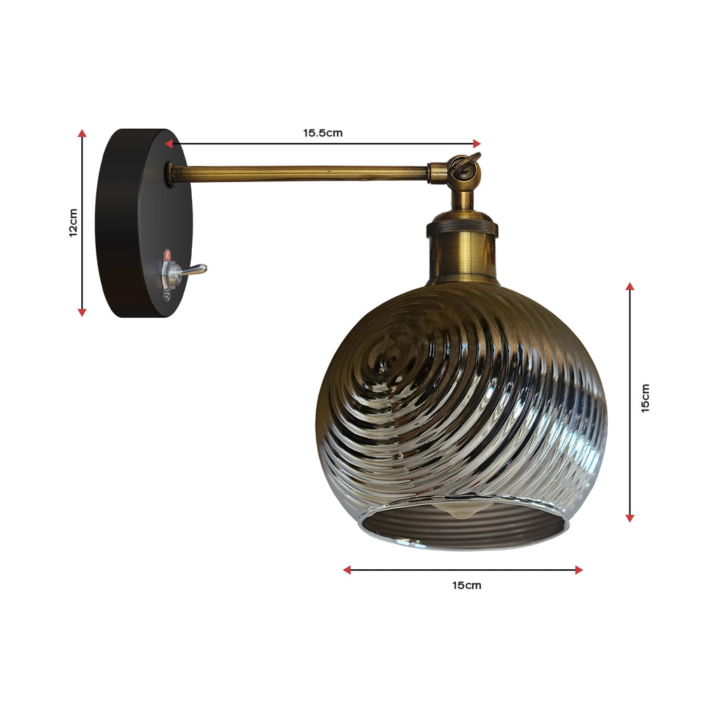 E27 Glass Wall Light With Switch ~6193