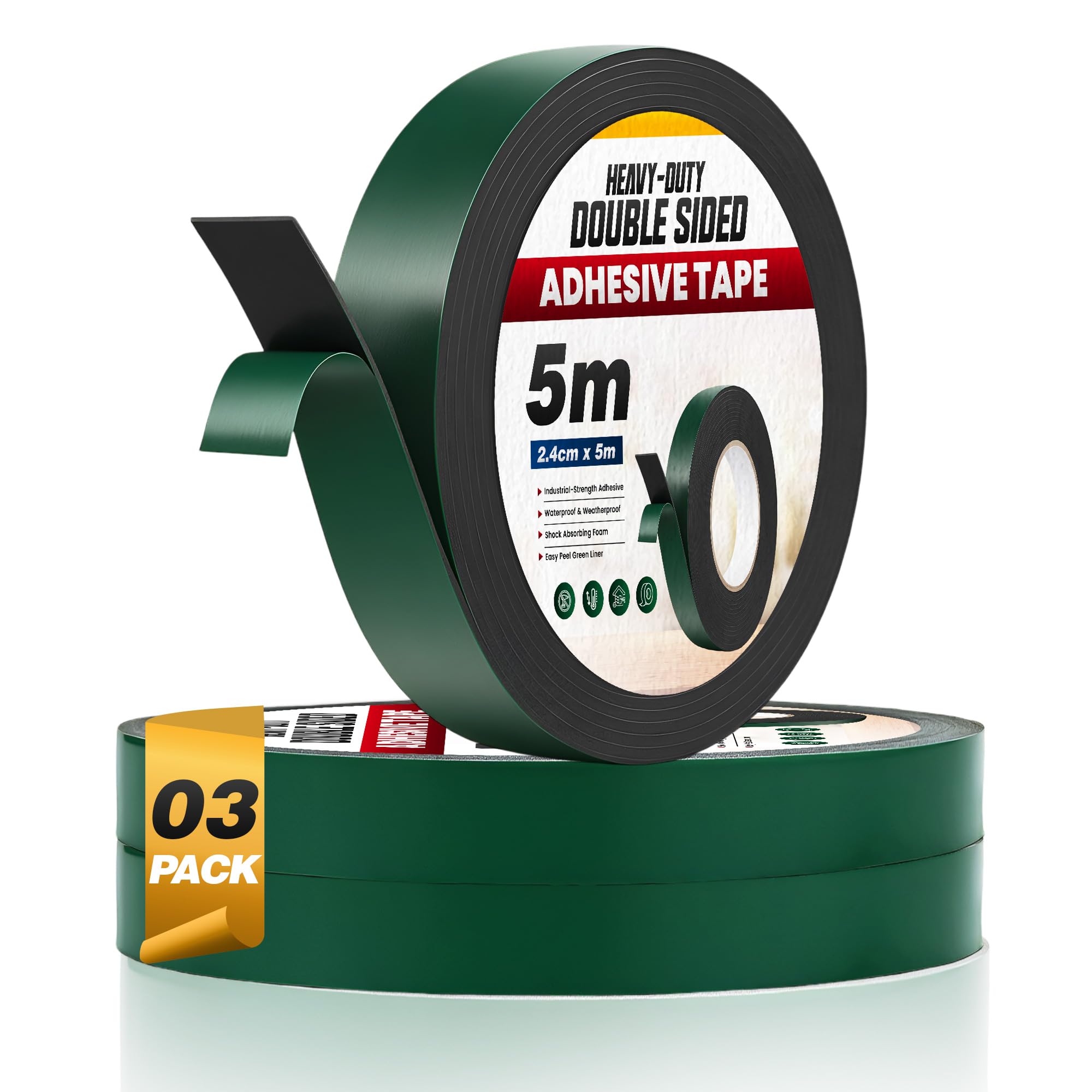 LEDSone Black 2.4cm x 5m Heavy Duty Waterproof Double Sided Tape ~6257