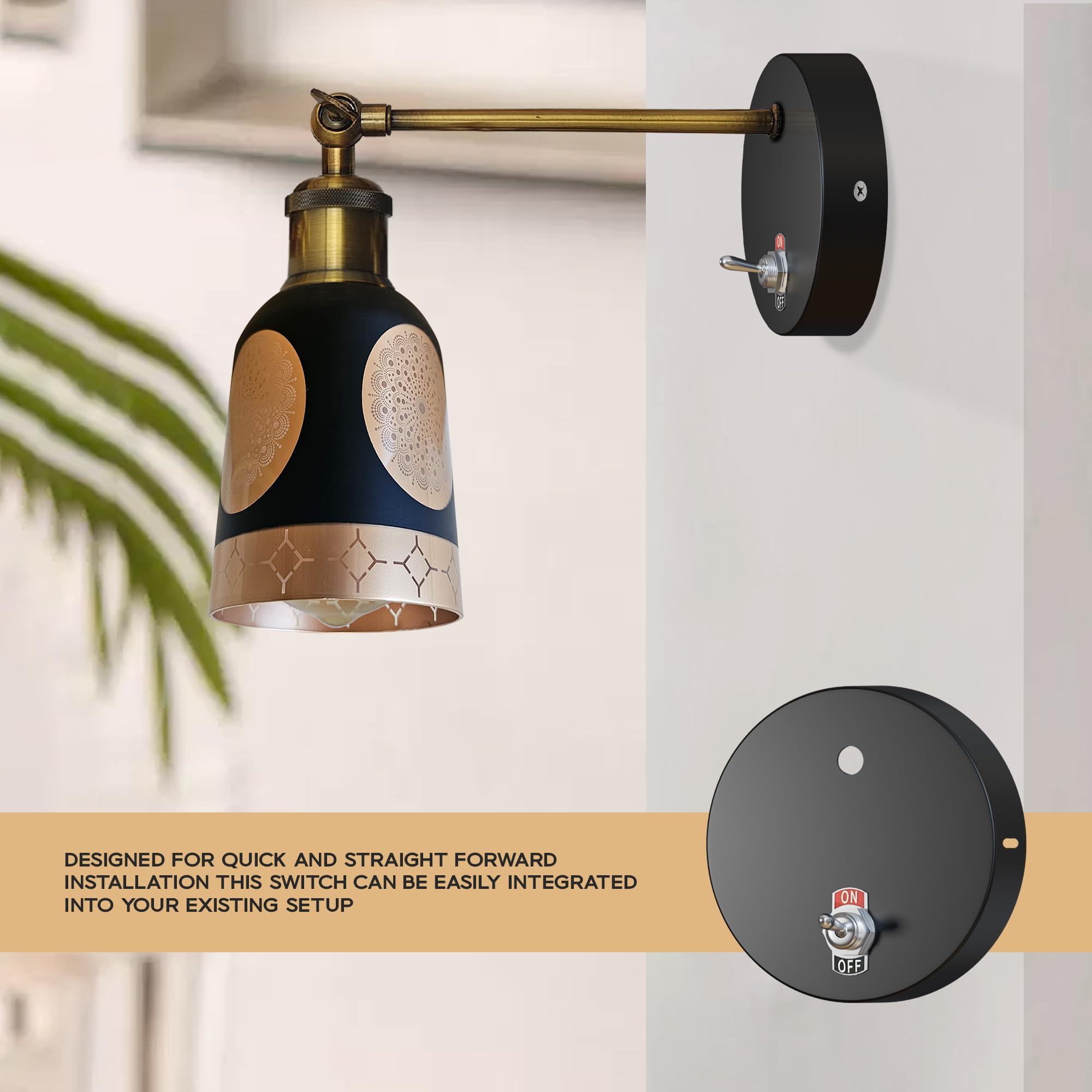 E27 Glass Wall Light With Switch ~6193