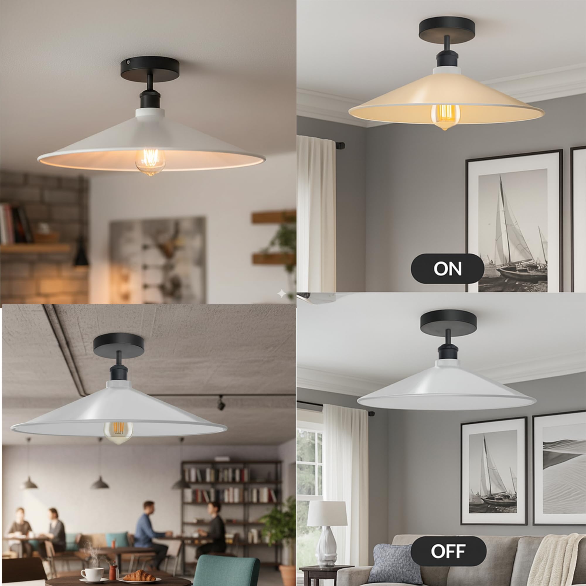 Retro Style Metal Semi Flush Mount Ceiling Light ~6314