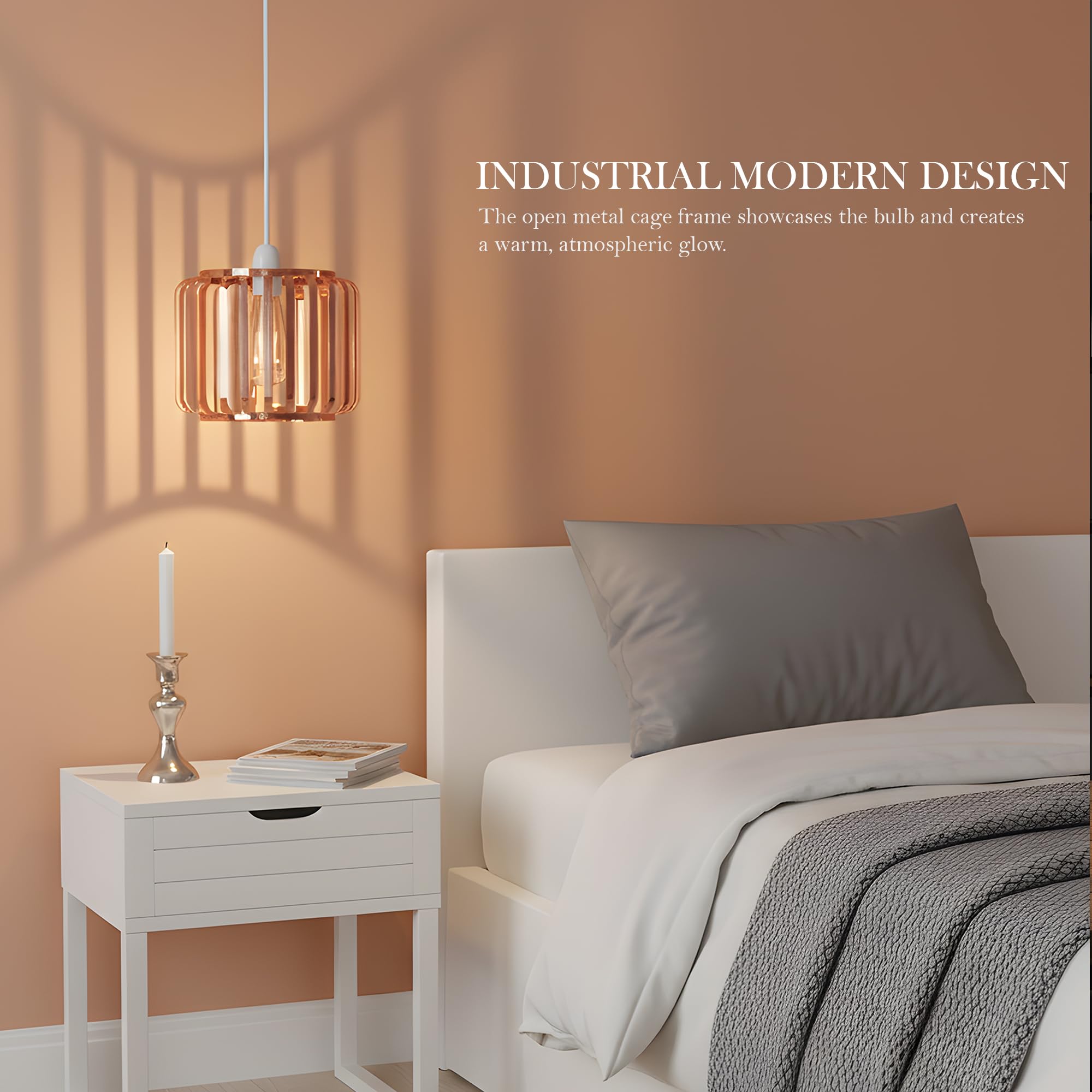 2-Pack Modern Industrial Metal Cage Ceiling Light Shades E27 Fitting