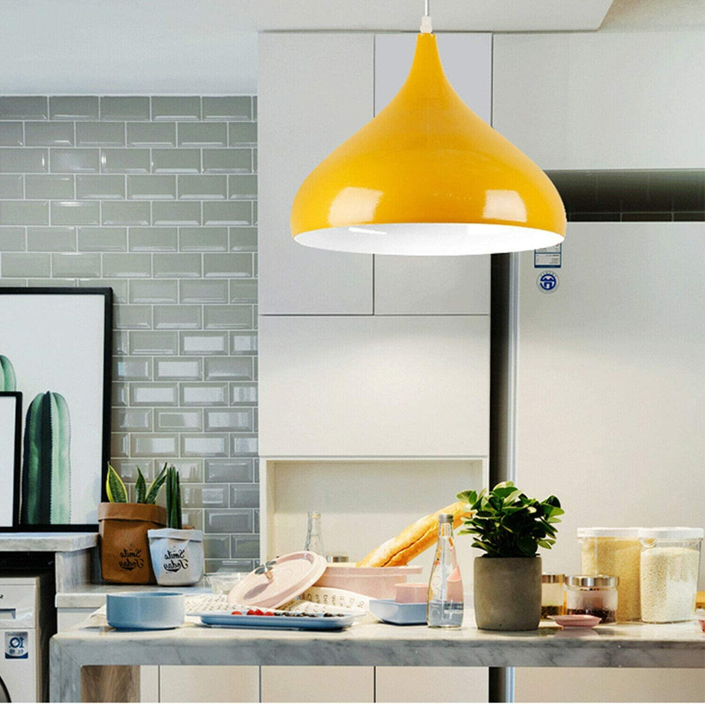 Industrial Vintage Metal Dome Pendant Light Fixture, Dimmable E27 Base Ceiling Lamp