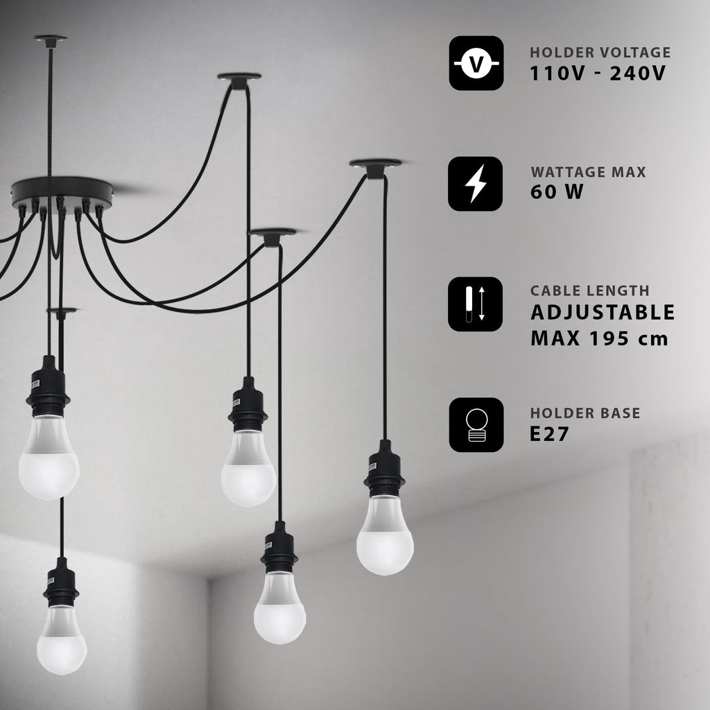 Industrial Vintage E27 Ceiling Chandelier Light ~6298