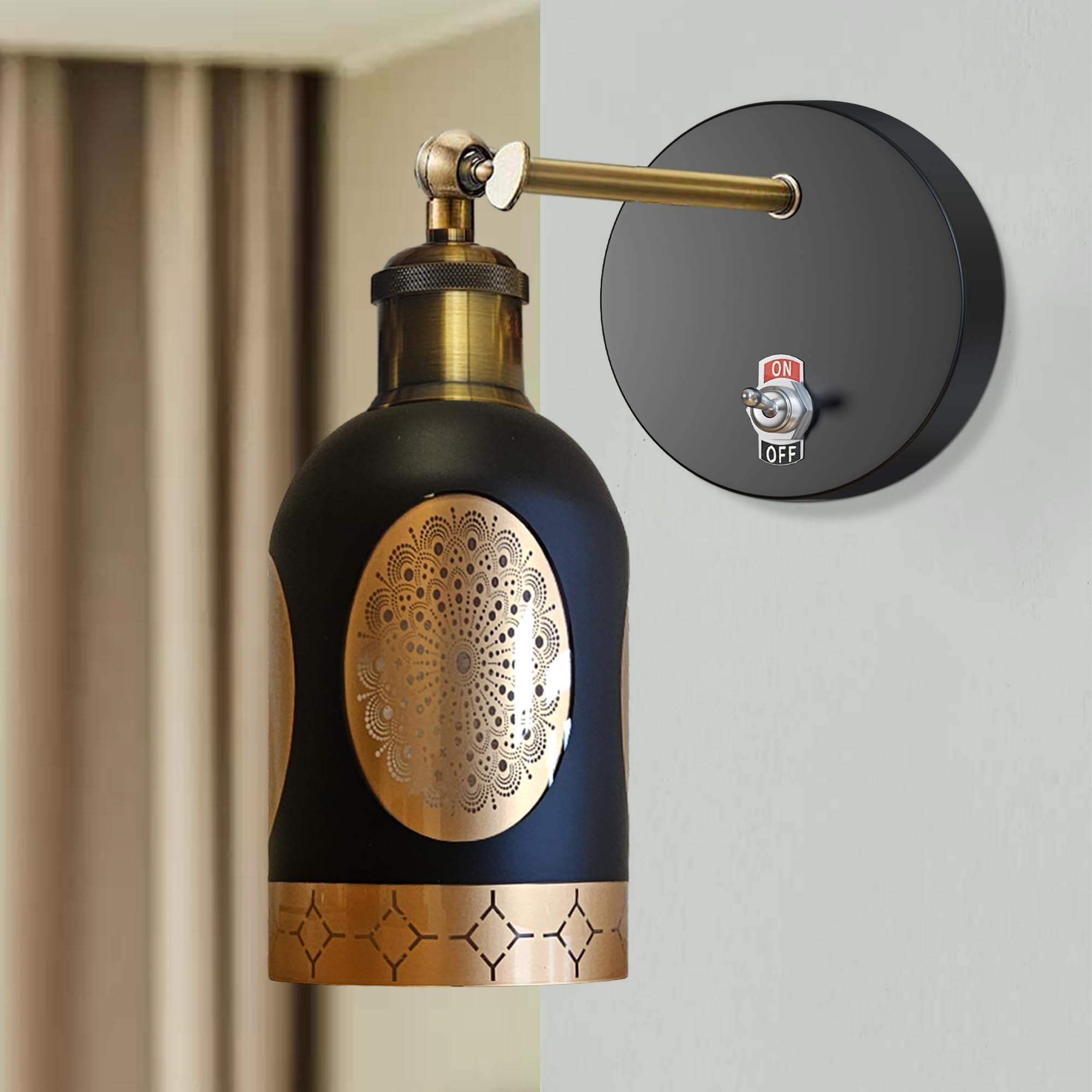 E27 Glass Wall Light With Switch ~6193