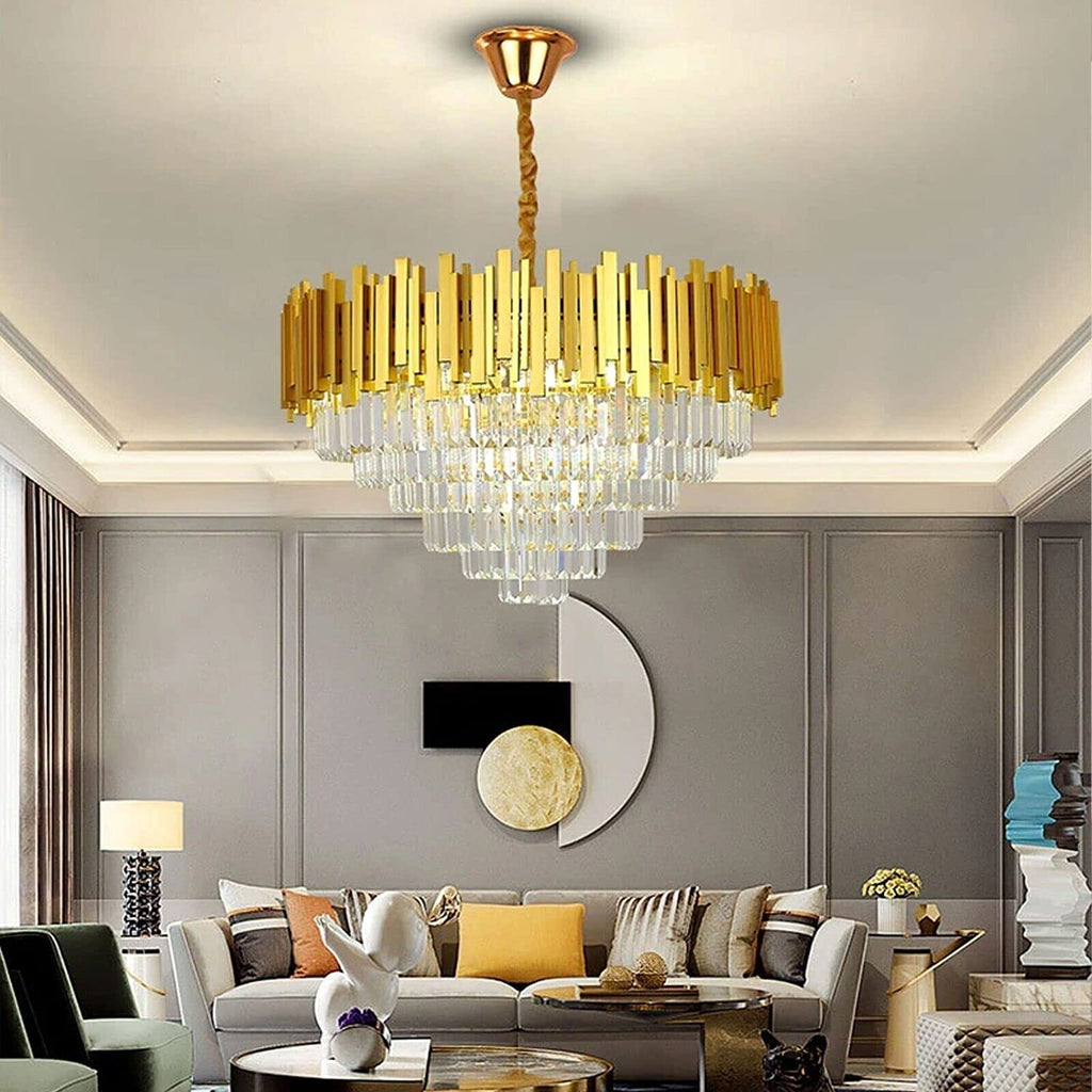 Luxury Modern Gold Crystal Chandelier for Living Room Dining Bedroom Lighting