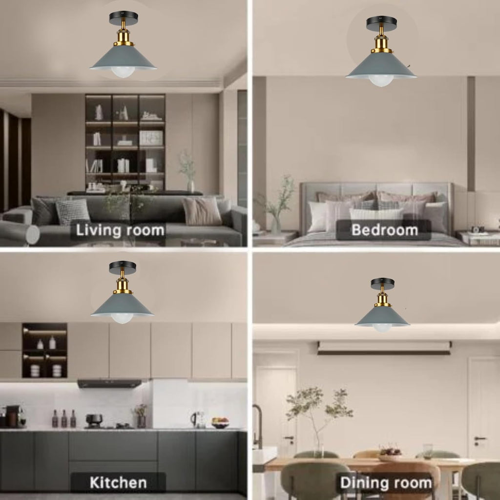 Modern Industrial Cone Shade Light | Semi Flush Mount ~6249