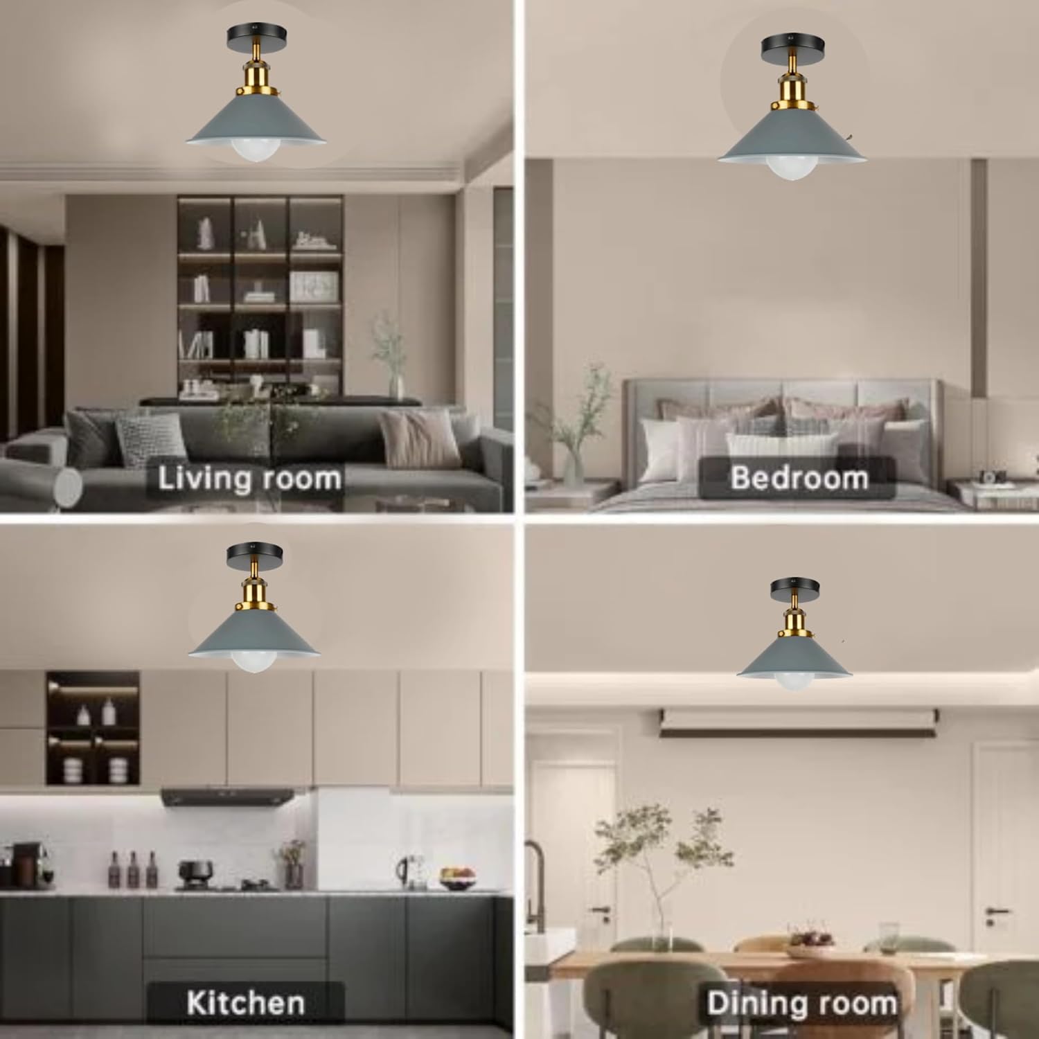 Modern Industrial Cone Shade Light | Semi Flush Mount ~6249