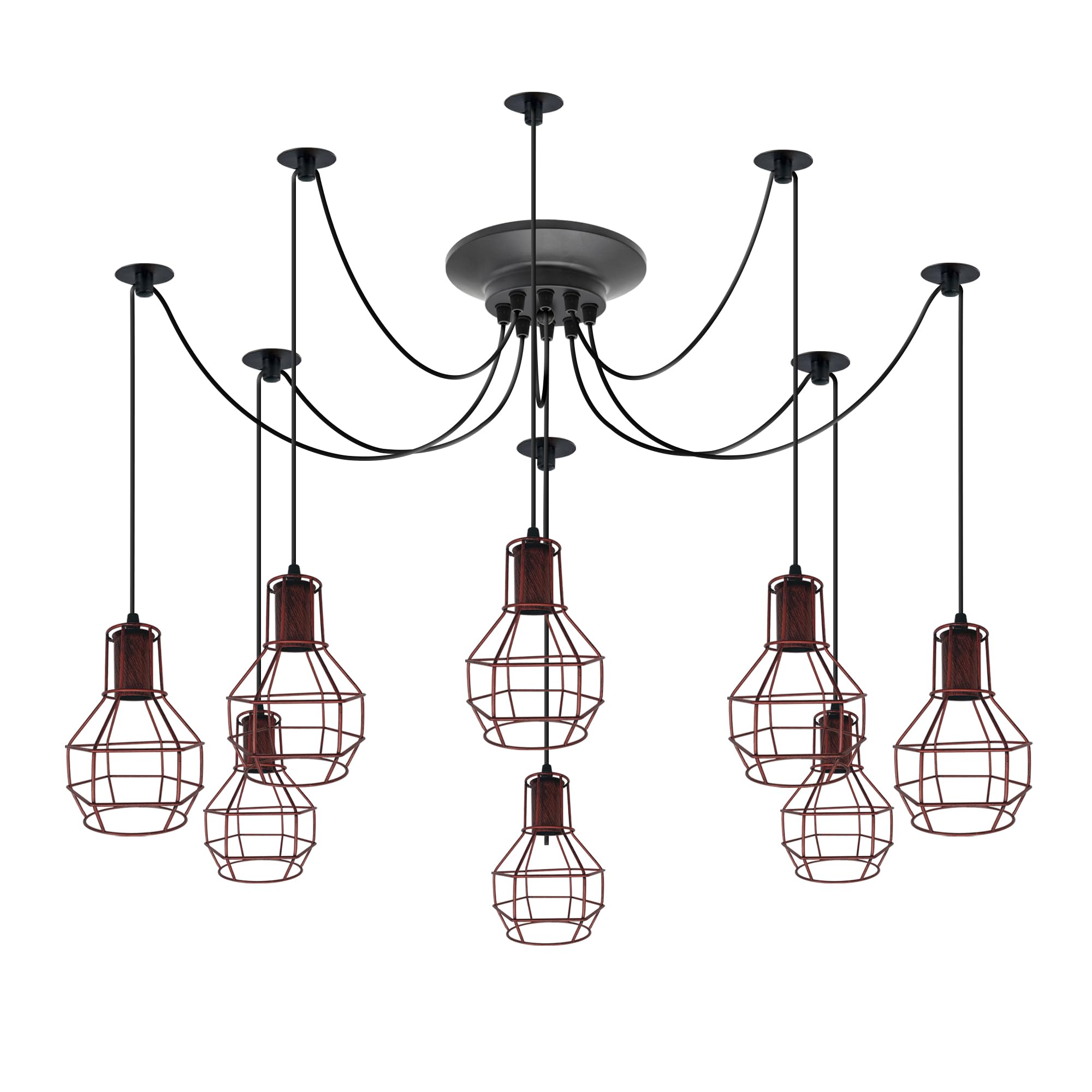 Vintage Industrial Spider Chandelier Pendant Light Kit Metal Cage E27 Ceiling Lamp