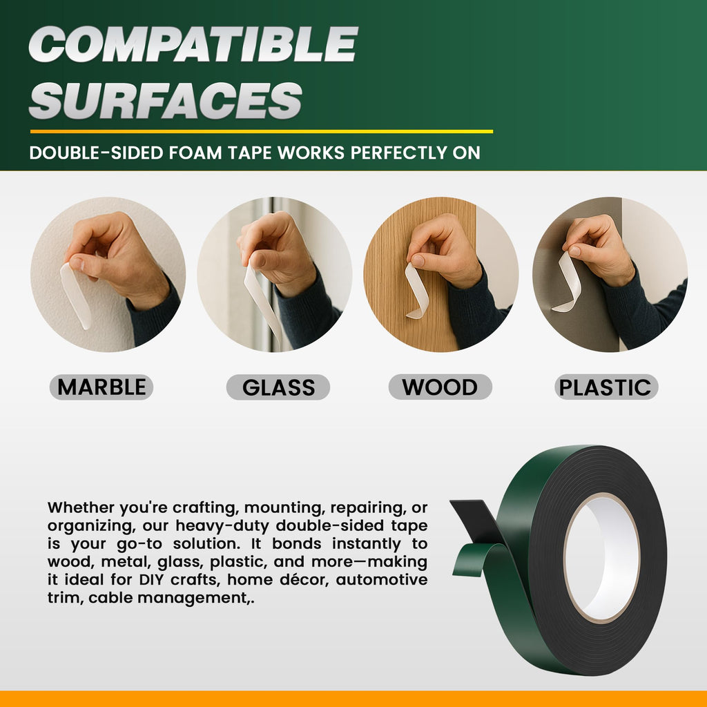 LEDSone Black 2.4cm x 5m Heavy Duty Waterproof Double Sided Tape ~6257