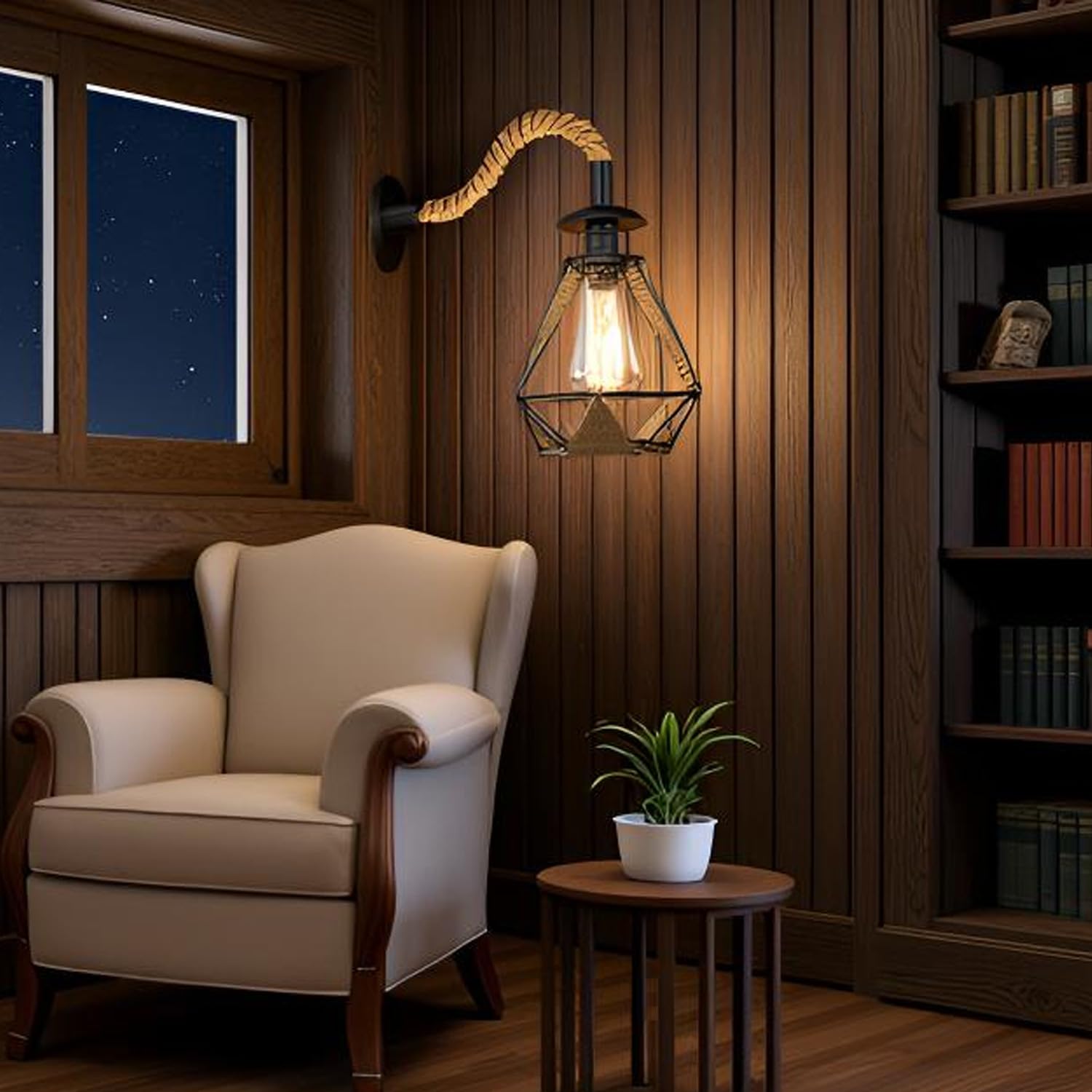 Retro Hemp Rope Wall Sconce | Rustic E27 Metal Shade ~6308