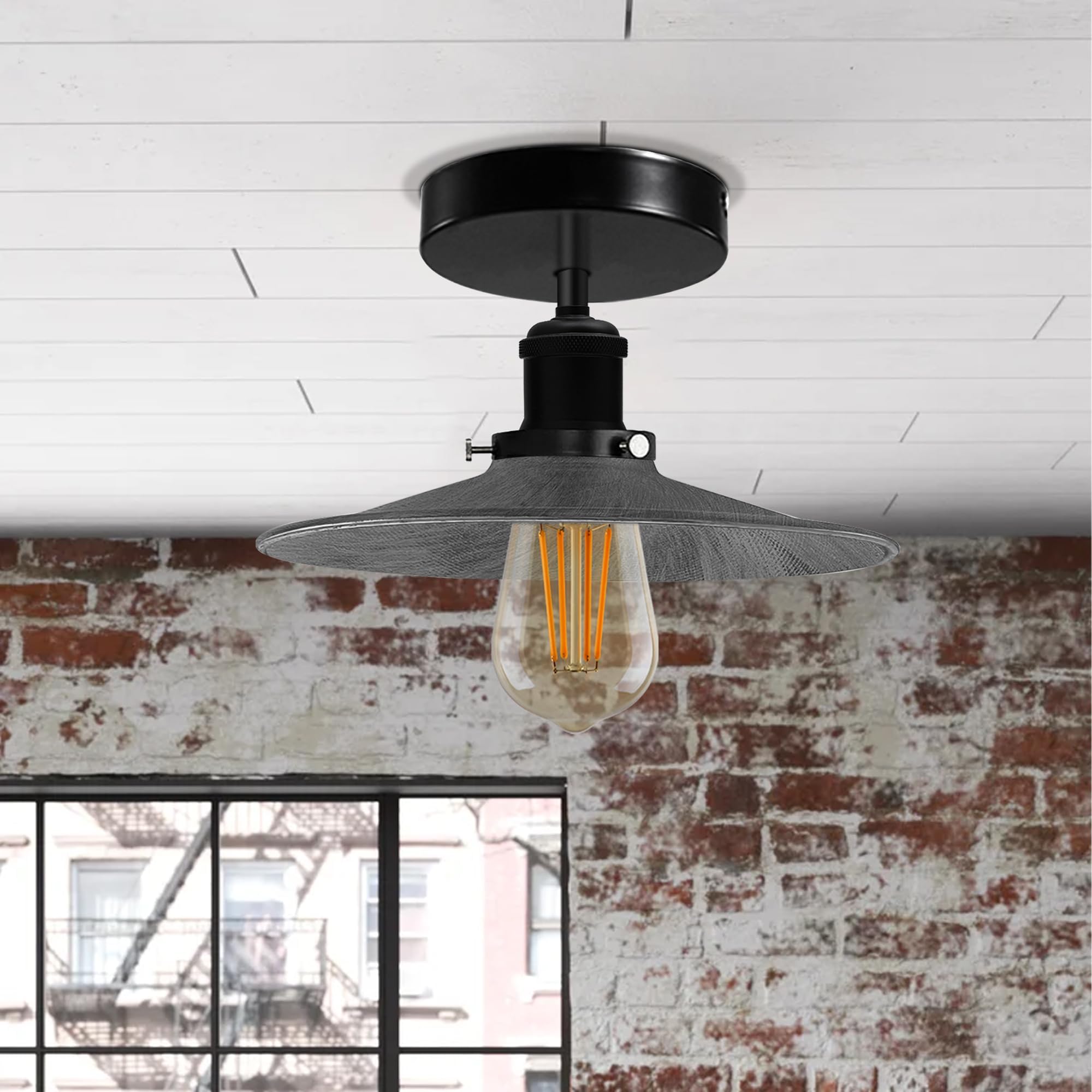 Modern Semi-Flush Mount Industrial Ceiling Light - 6267