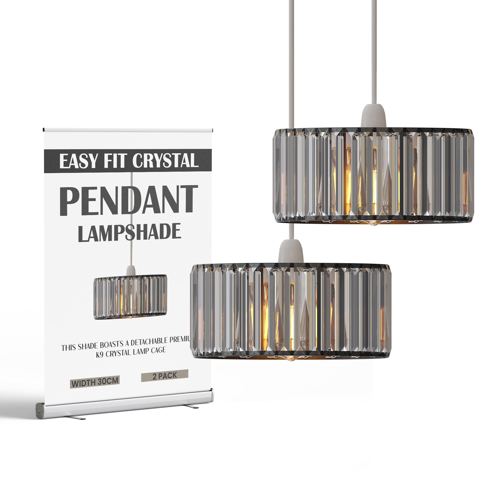 Elegant Crystal Glass Drum Ceiling Lamp Shade - Modern Flush Mount Light Fixture