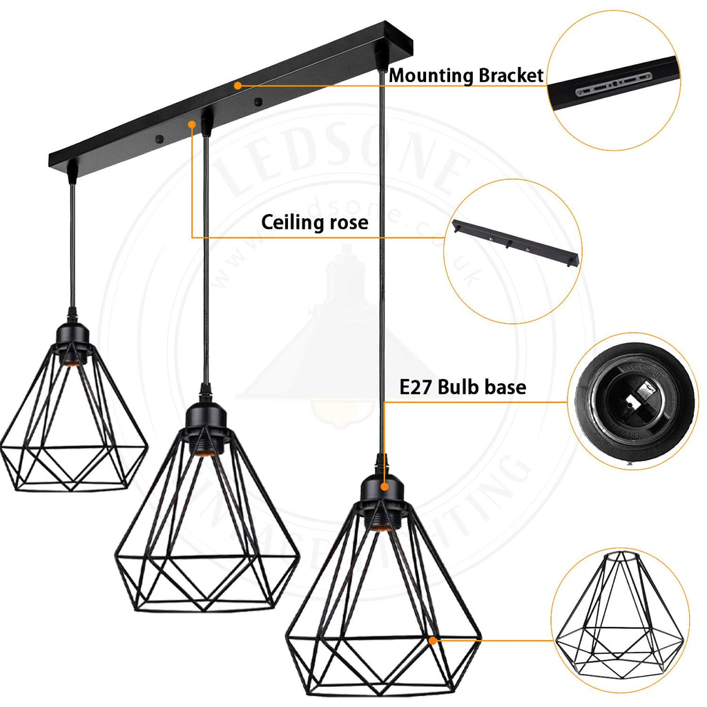 Modern Rectangle 3 Way Ceiling Pendant Light ~6152