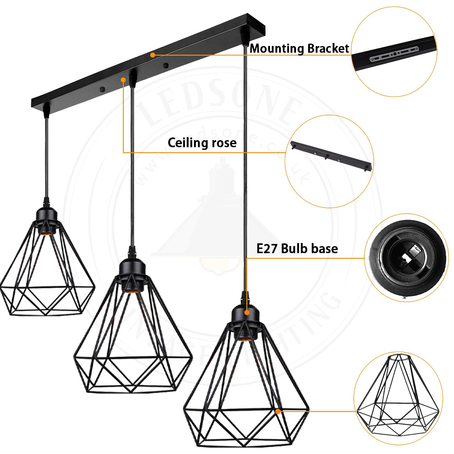 Modern Rectangle 3 Way Ceiling Pendant Light ~6152