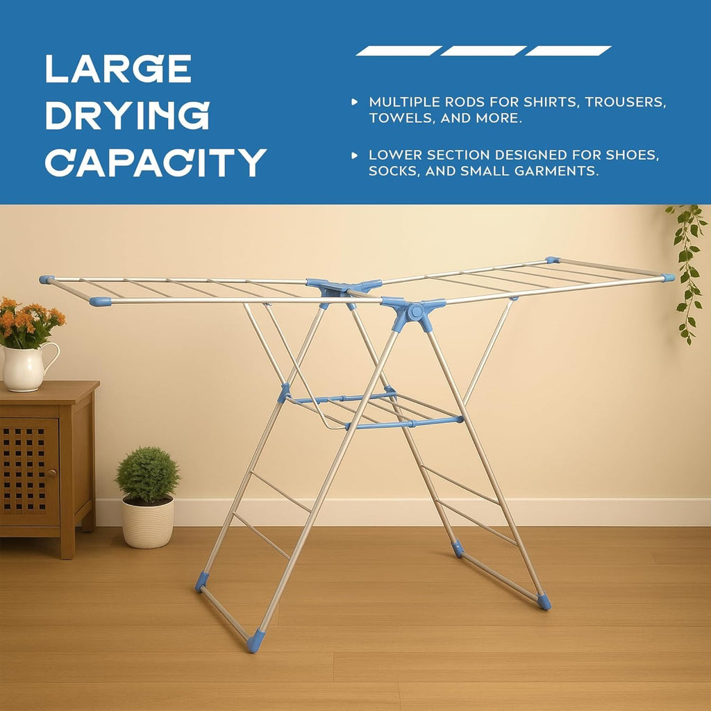 Foldable Compact Multi-Tier Stainless Steel Clothes Drying Rack for Laundry