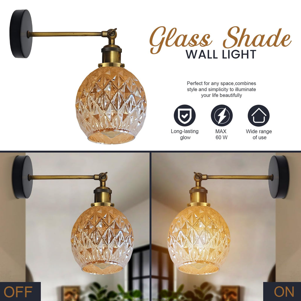 E27 Glass Wall Light With Switch ~6193