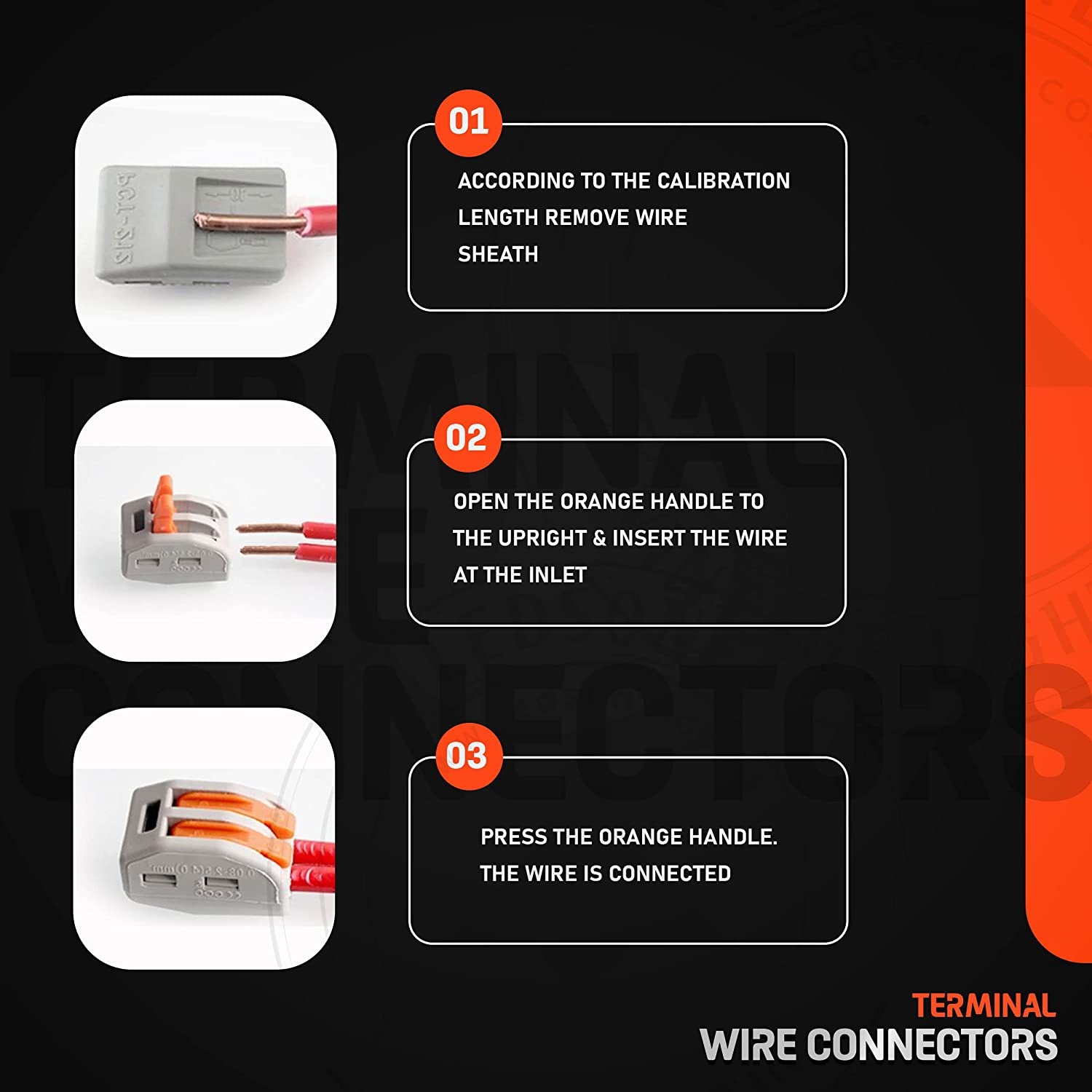 Reusable Spring Lever Electrical Wire Connectors, 2/3/5 Way, Quick Push-In Terminal Block