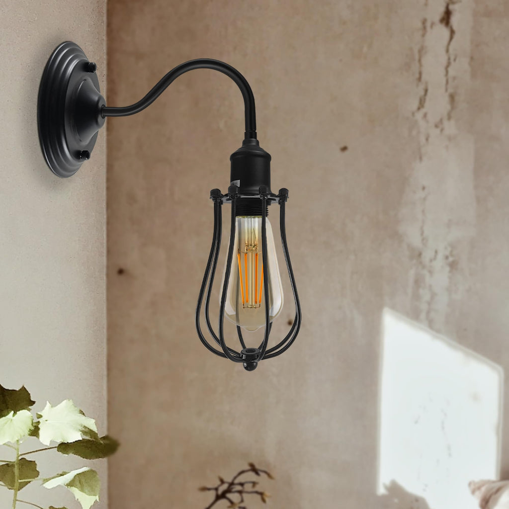 Industrial Vintage Metal Dome Shade Wall Sconce Light with Adjustable Swan Neck