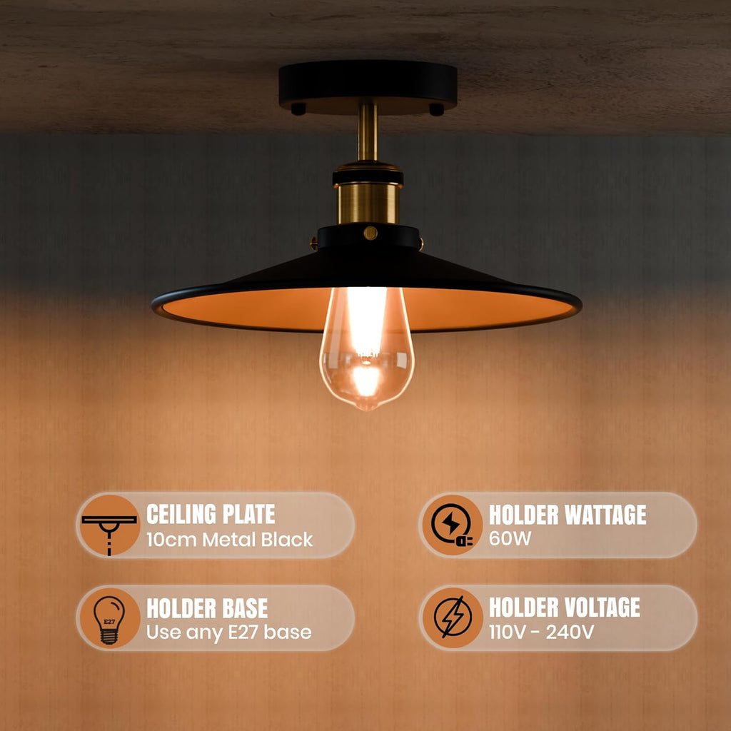 Vintage Style Semi Flush Mount Ceiling Light E27 ~6274