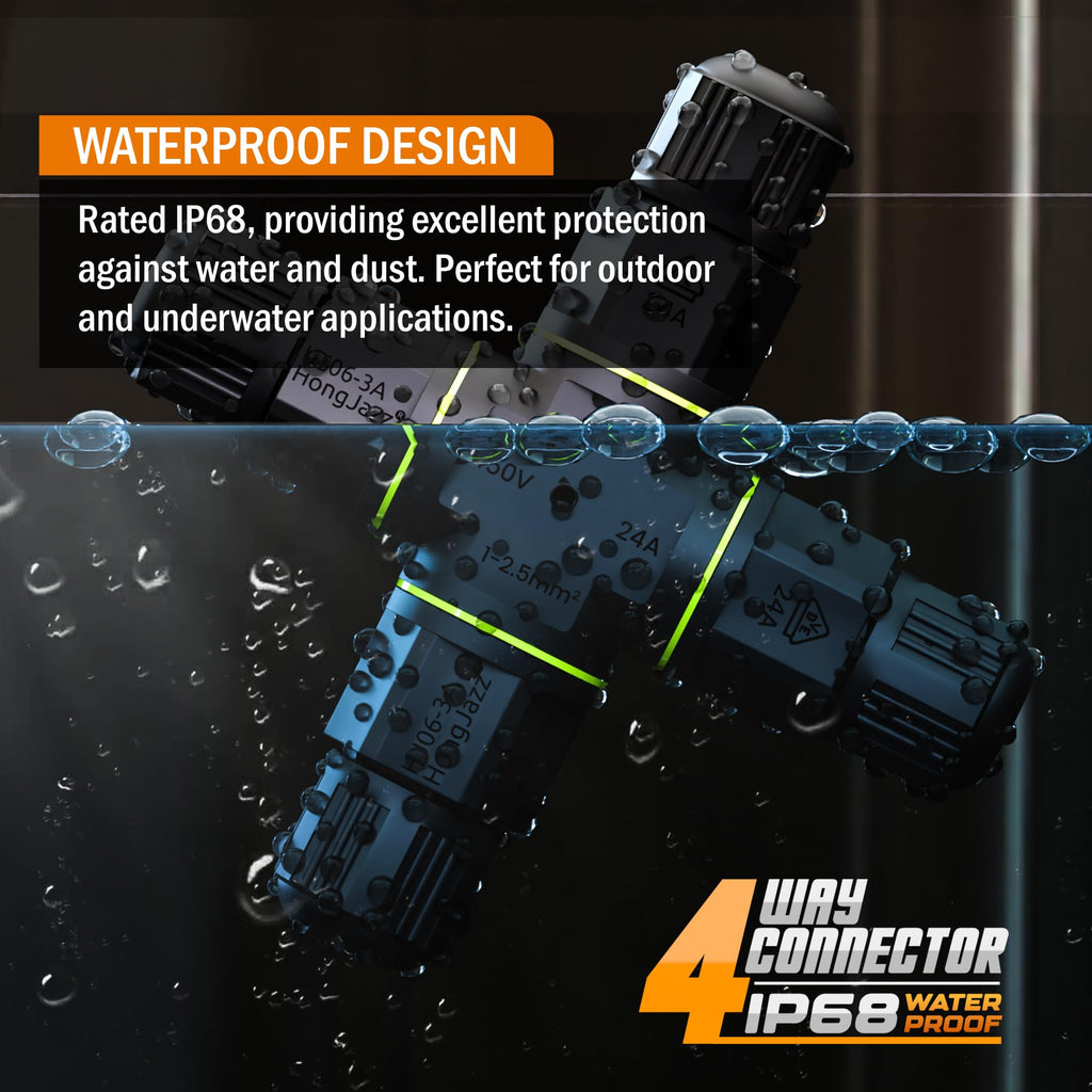Outdoor Waterproof 3-Pin Electrical Cable Connector IP68 Junction Box
