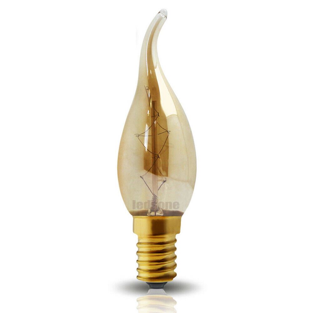 Retro Edison C35 Candle Bulb: 60W E14 Dimmable Warm White Filament Lamp