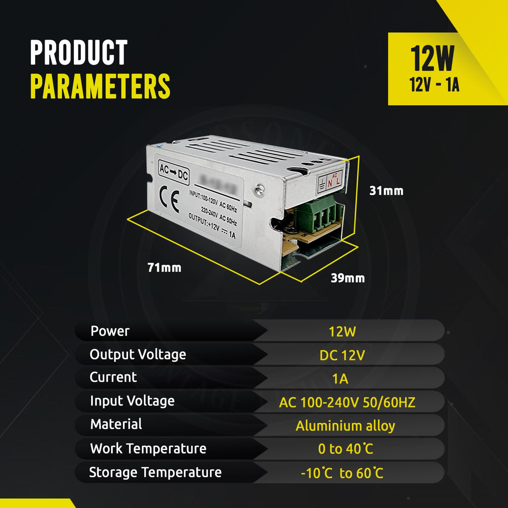 12V 20W 1A Transformer Regulated Power Supply Driver ~5994