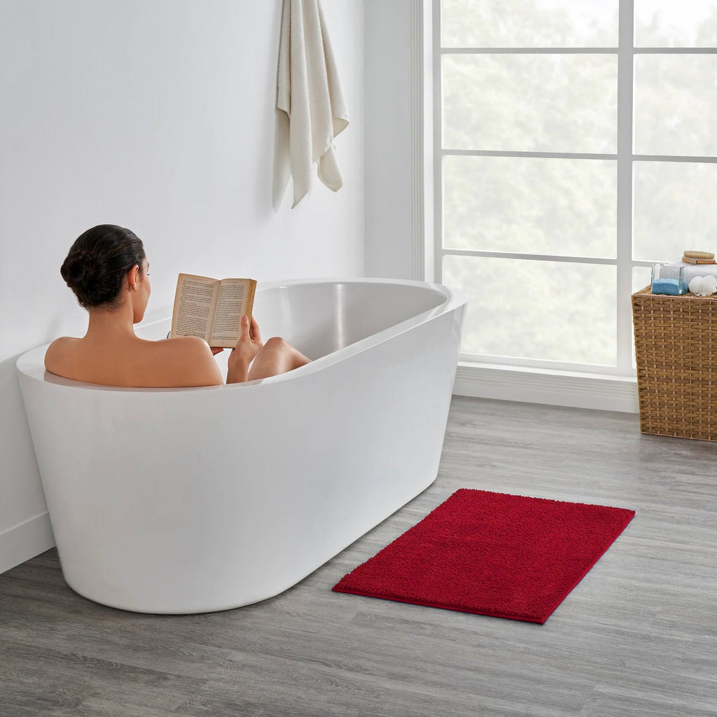 Luxurious 2-Piece Microfiber Bath Mat Pedestal Set, Absorbent, Non-Slip Safety