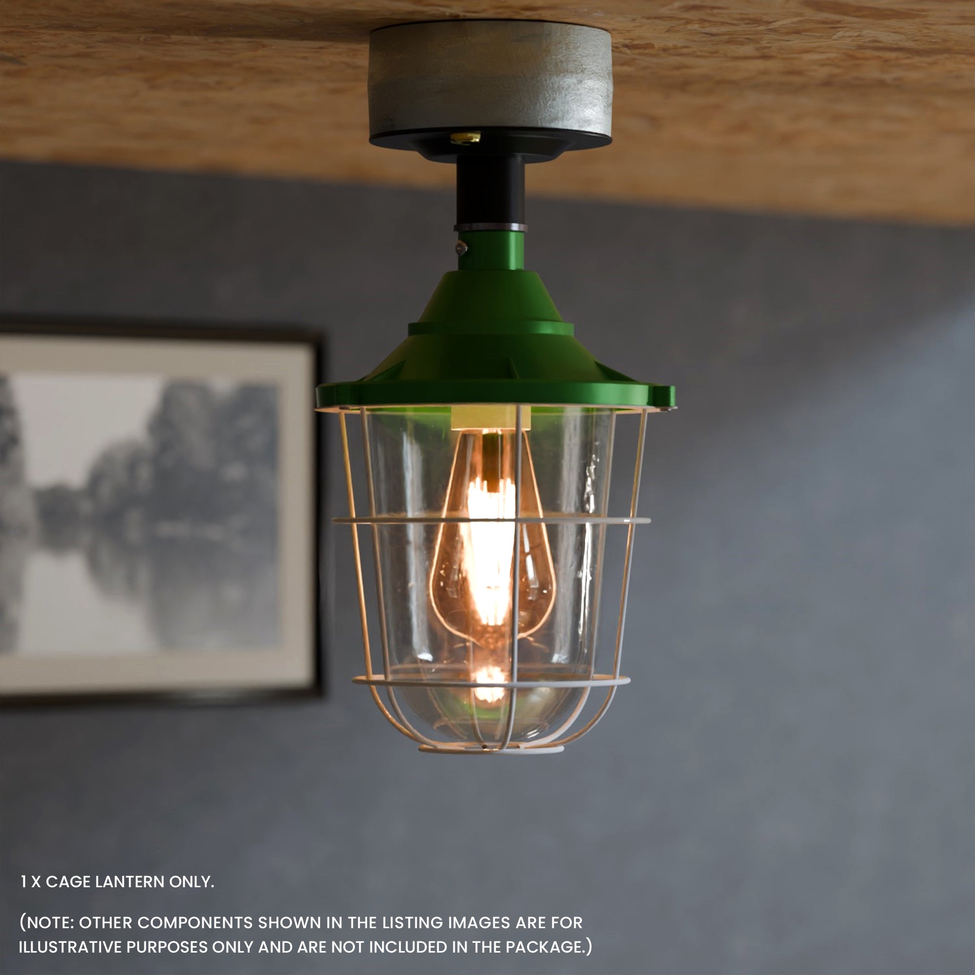 Durable Industrial Caged Conduit Fisherman Wall Lantern with Tempered Glass Shade