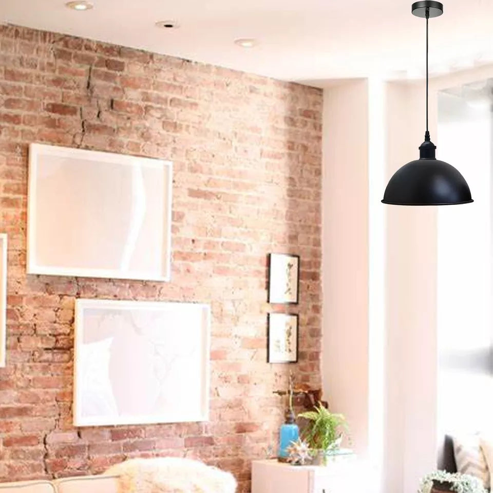 Industrial Metal Pendant Light Fixture, Adjustable Height, E27 Bulb Compatible