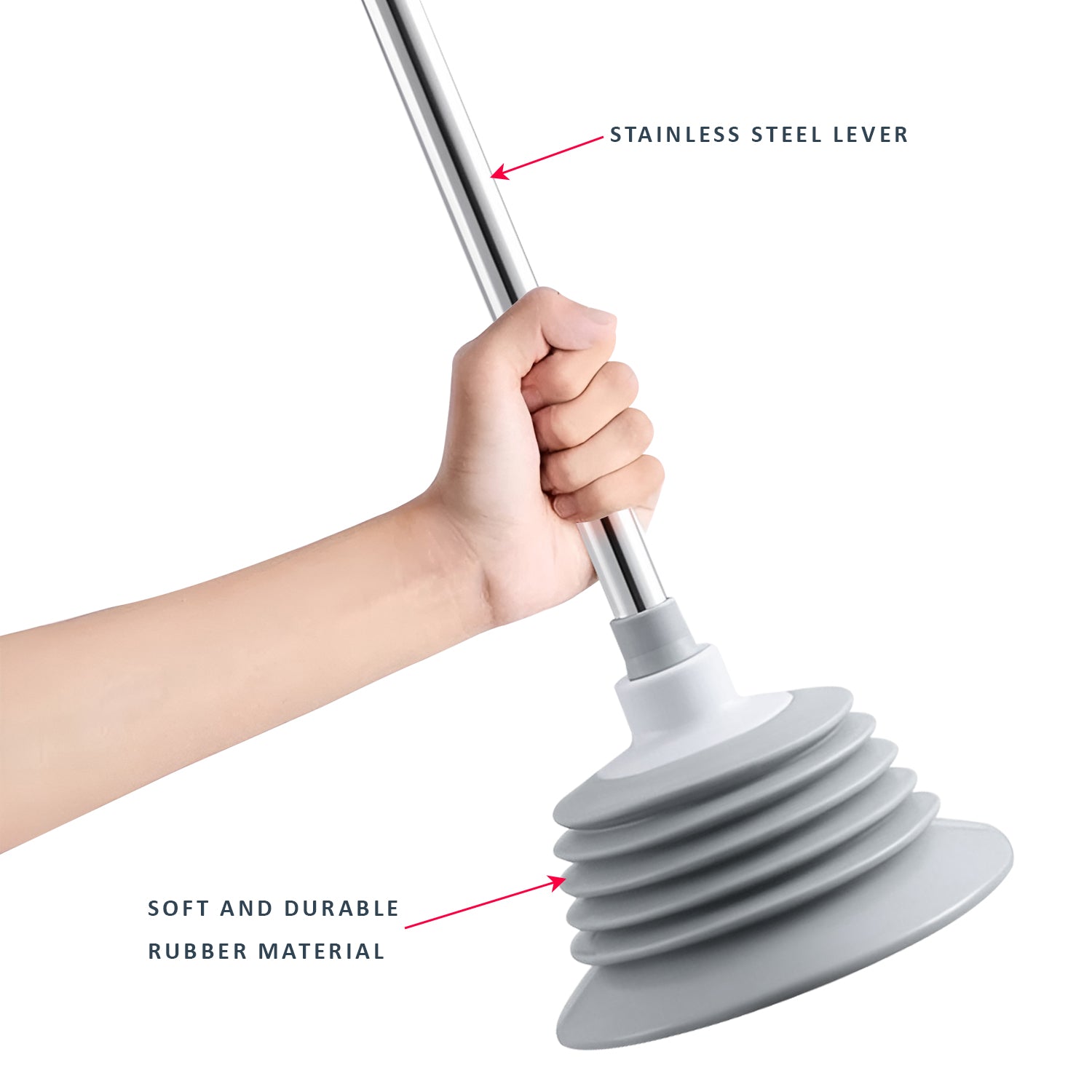 Heavy Duty Bellows Drain Unblocker and Toilet Plunger Tool