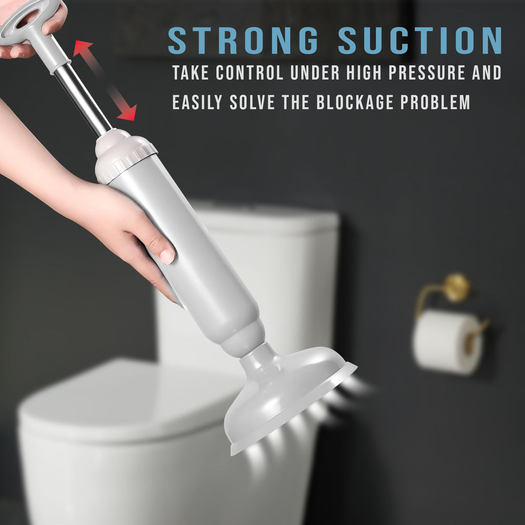 Heavy Duty Vacuum Toilet Plunger and Drain Unblocker Tool