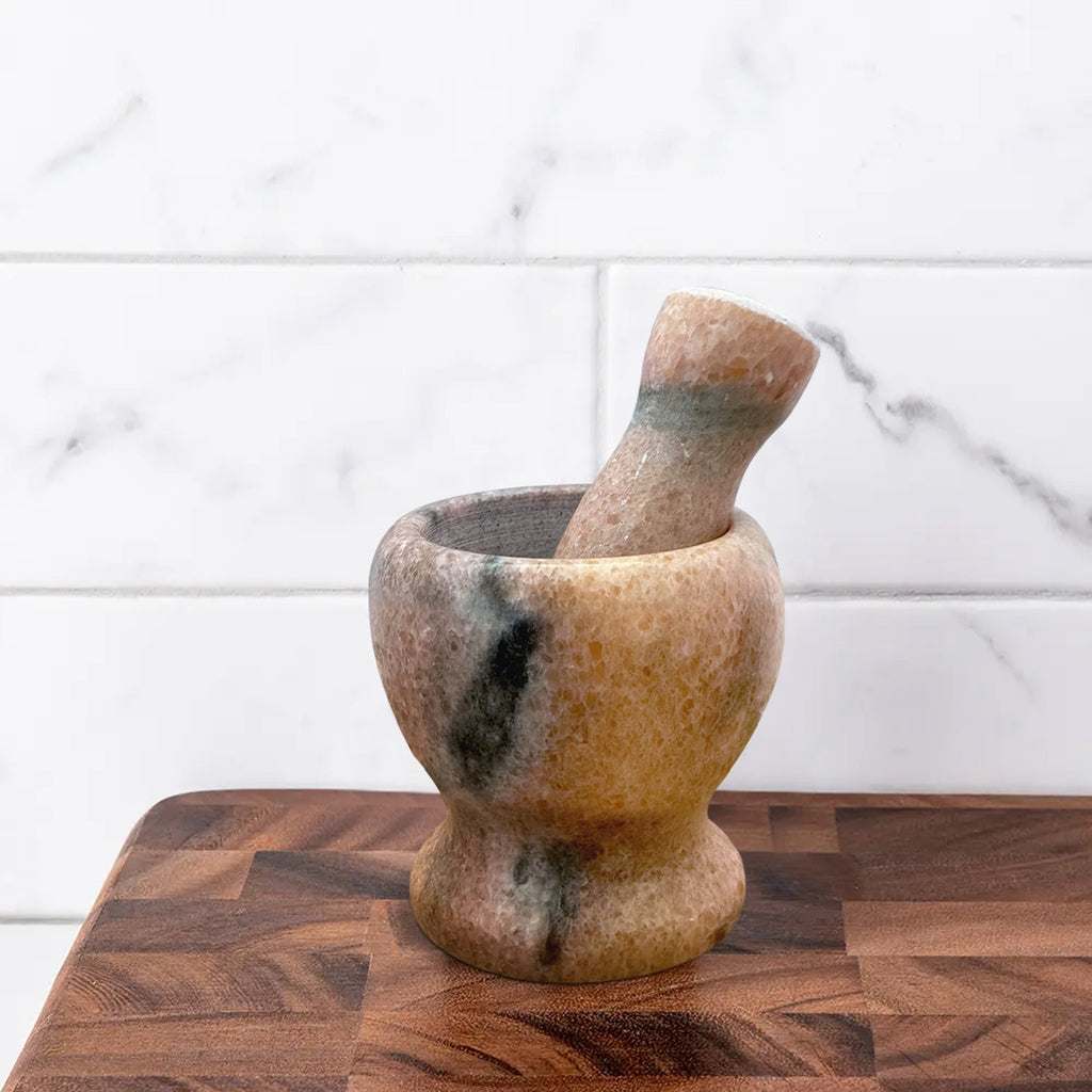 Premium Polished Marble Pestle and Mortar Set, Herb Crusher, Spice Grinder, Guacamole Bowl