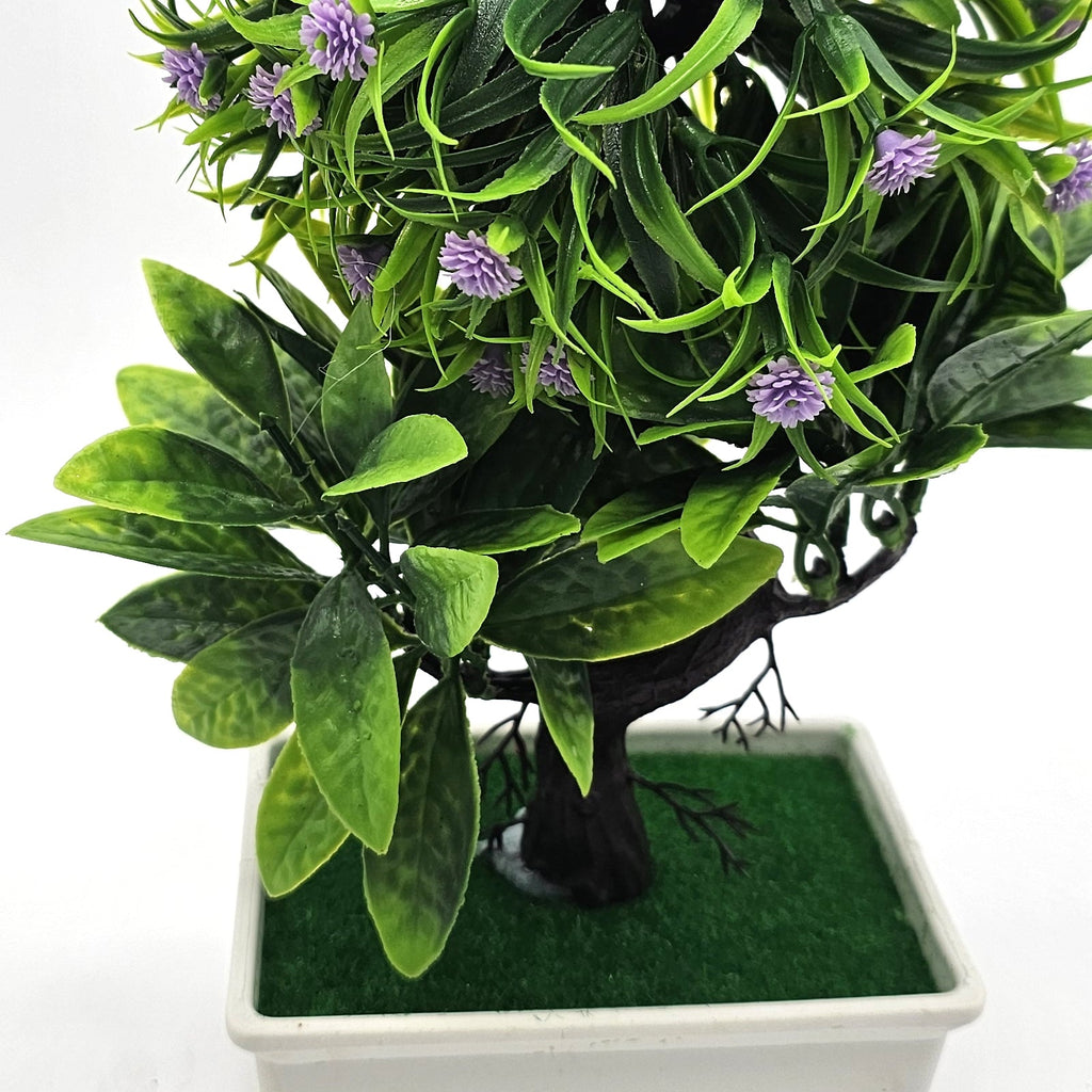 Lifelike Artificial Bonsai Small Tree with Fake Flowers, Easy Care Home Decor Accent