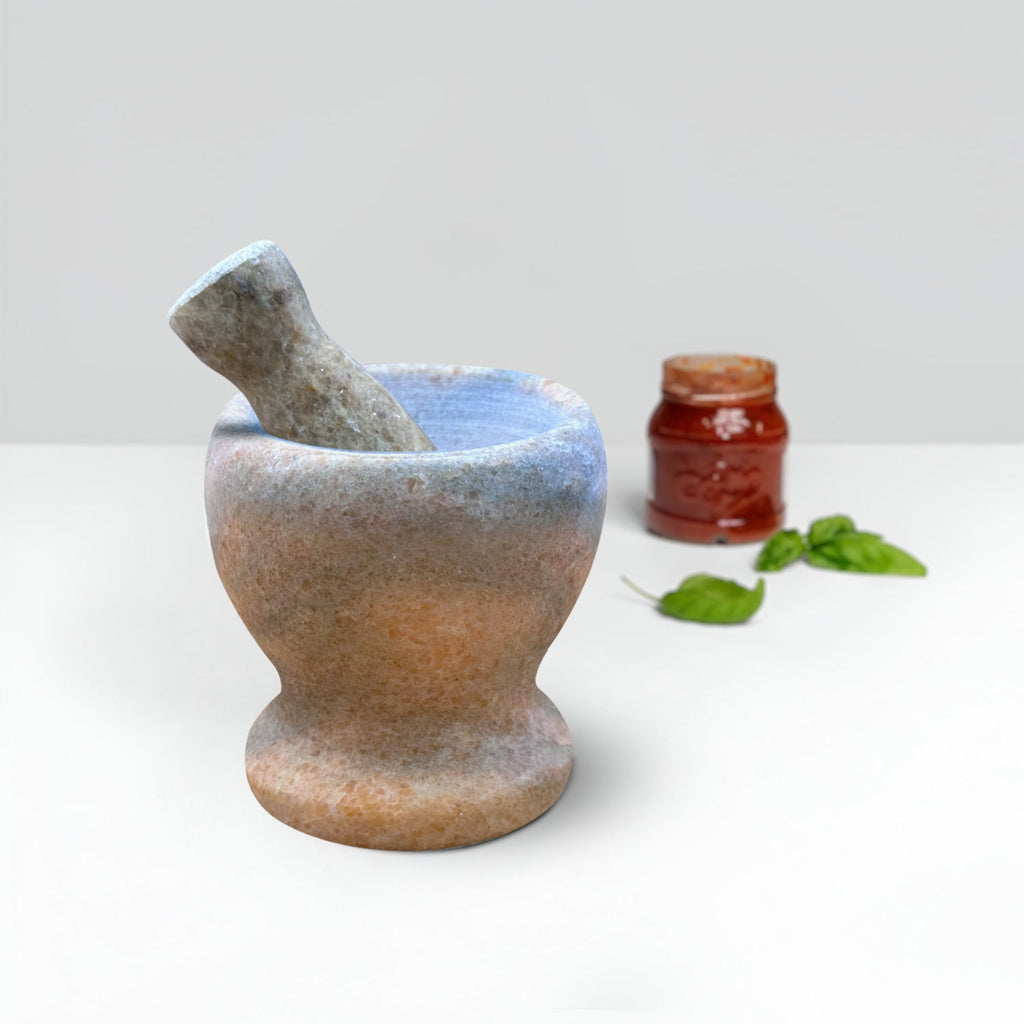 Premium Polished Marble Pestle and Mortar Set, Herb Crusher, Spice Grinder, Guacamole Bowl