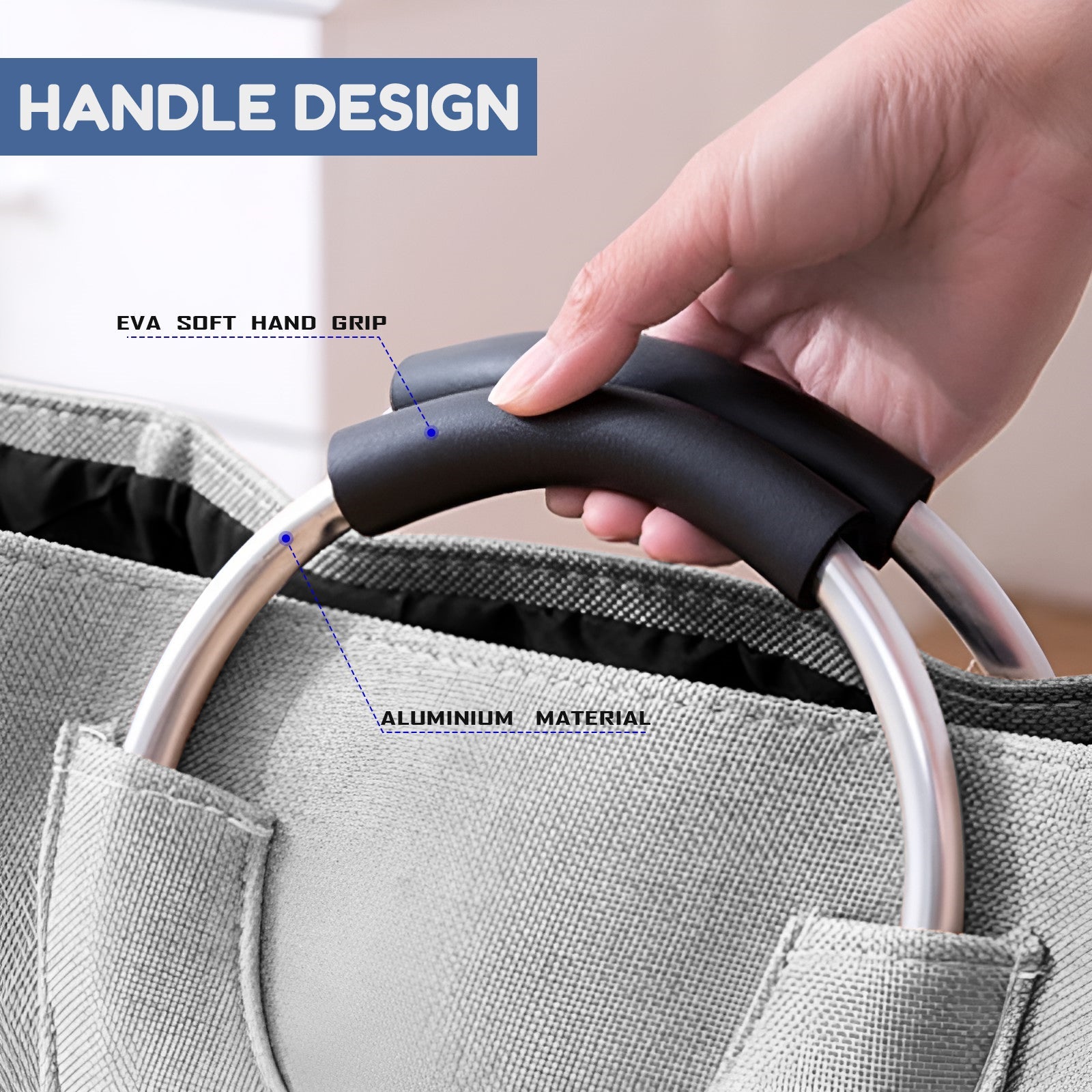 Heavy Duty Collapsible Laundry Bag with Sturdy Aluminum Handles