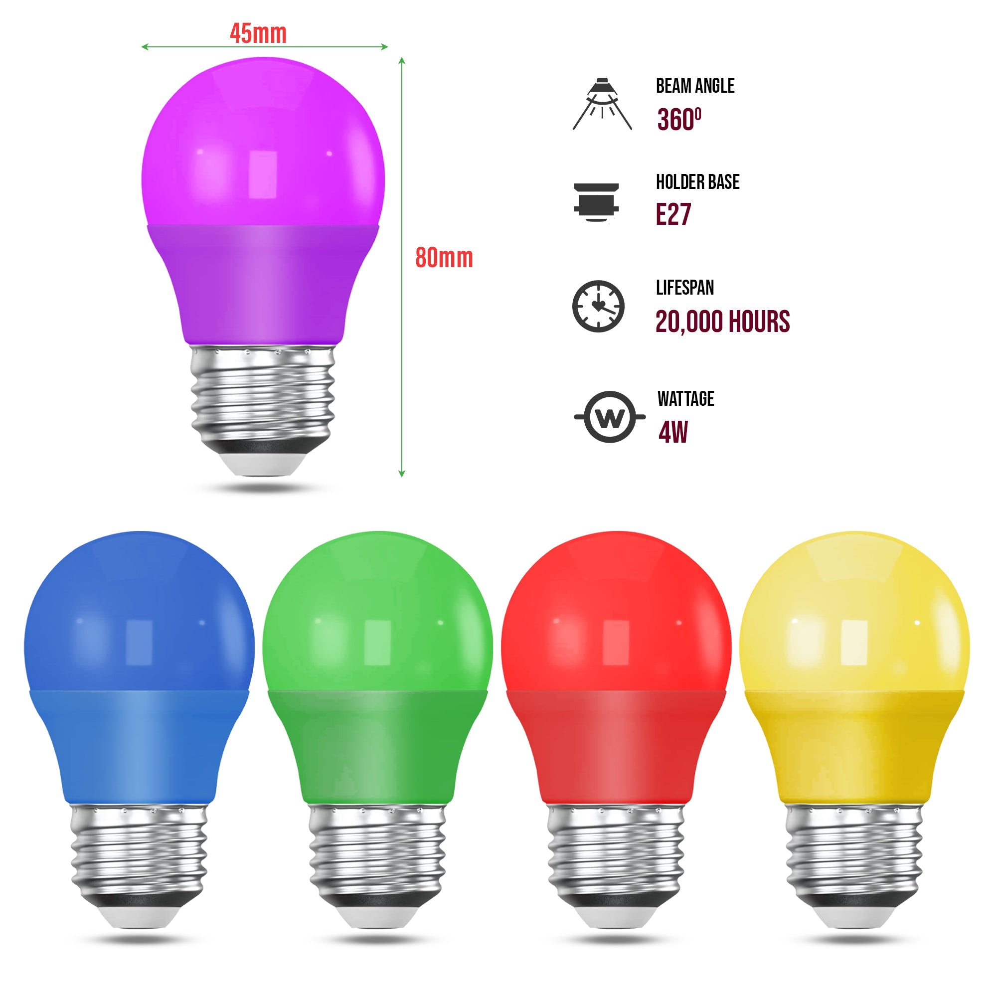 Vibrant 4W LED E27 Coloured Golf Ball Bulb for Dynamic Party Lighting