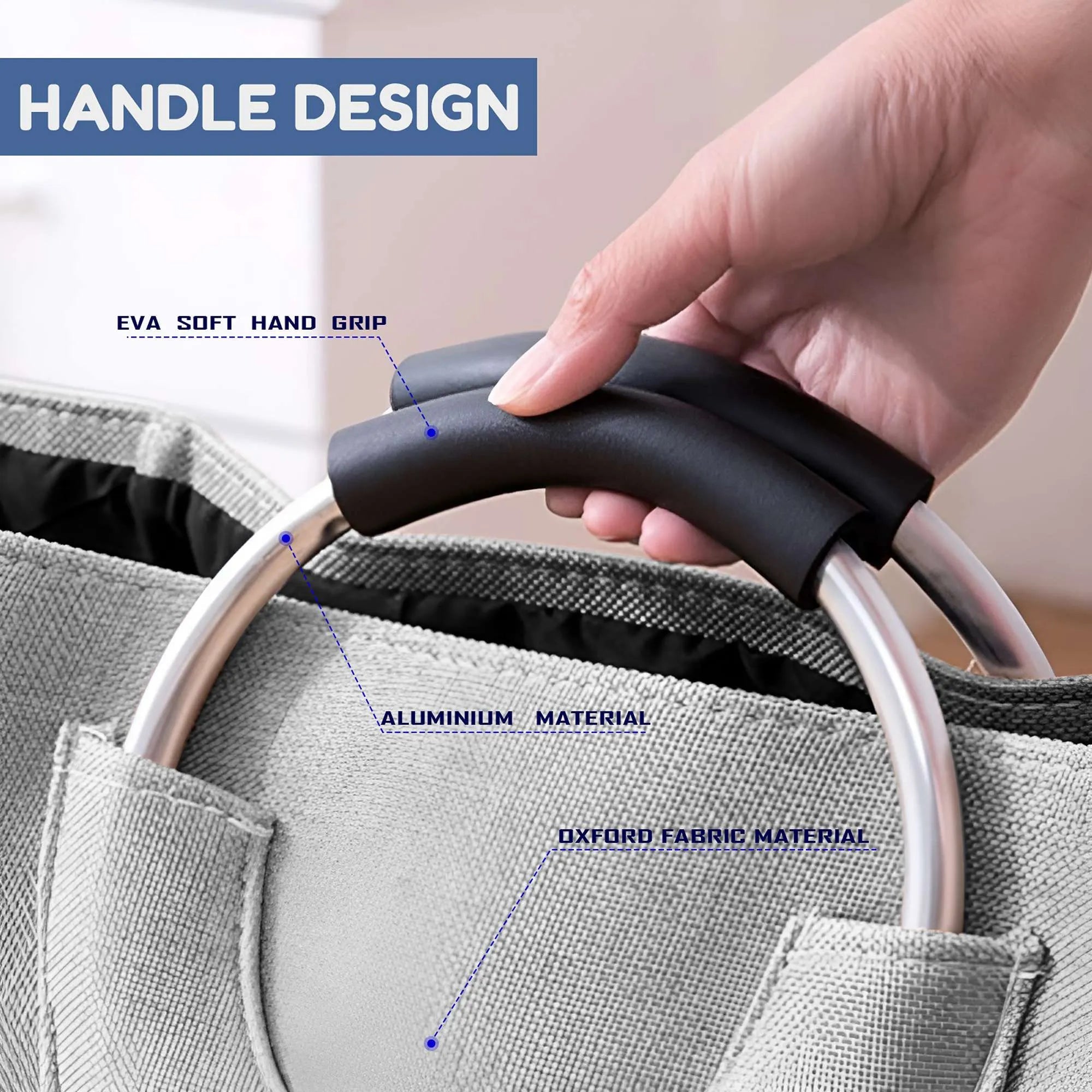 37L Collapsible Heavy Duty Laundry Bag with Sturdy Aluminum Handles