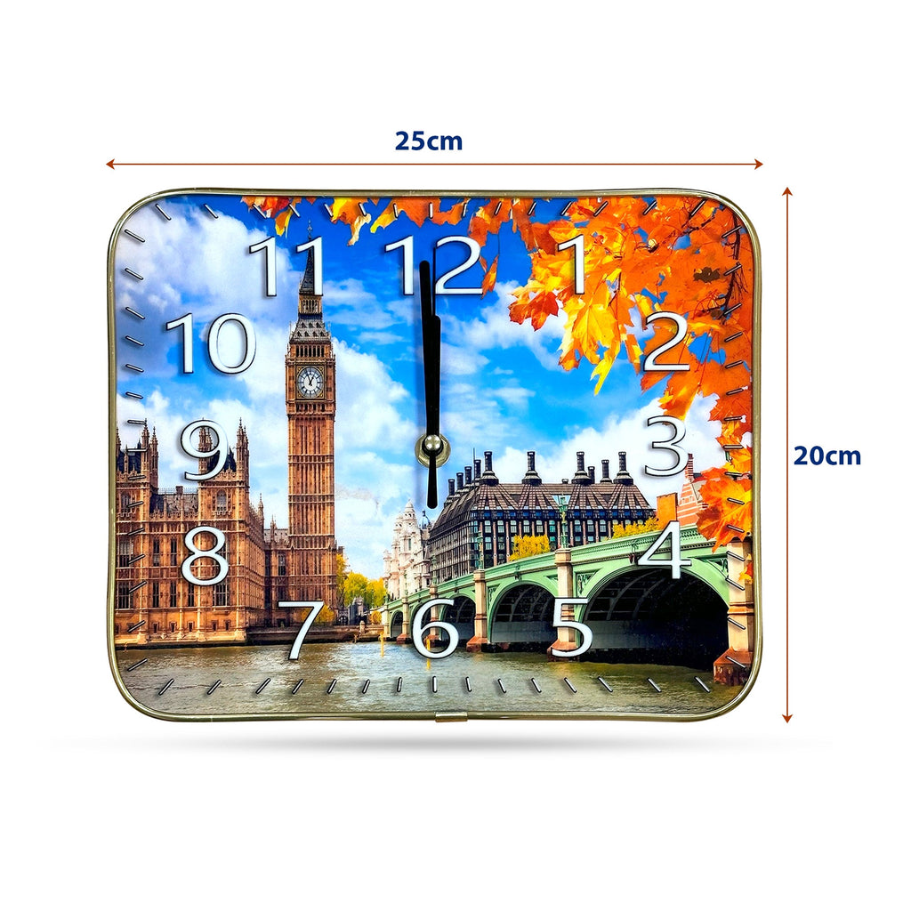 Rectangle Crystal Porcelain London Big Ben Art Battery Wall Clock