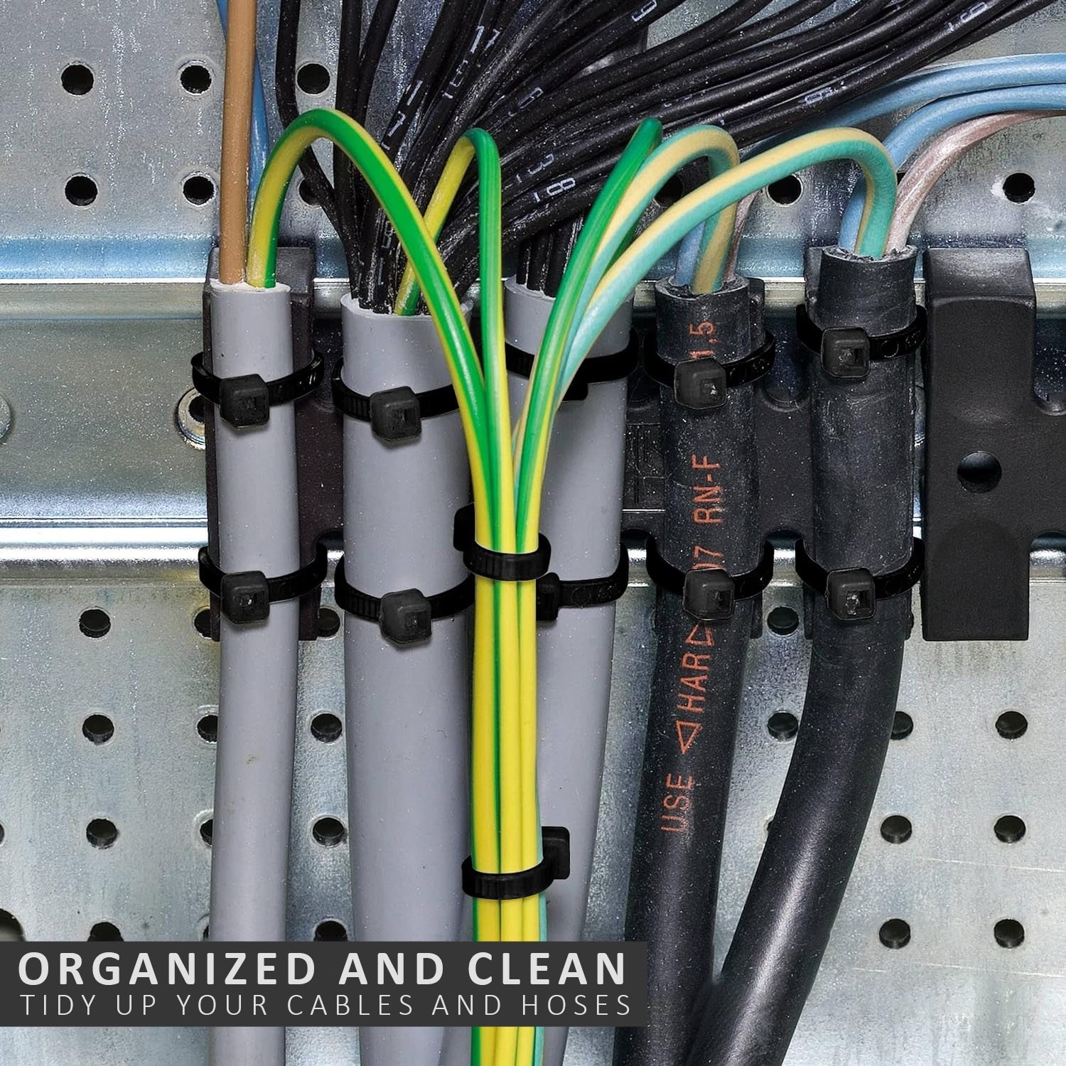 Black Heavy Duty Self-Locking Nylon Cable Ties for Organization