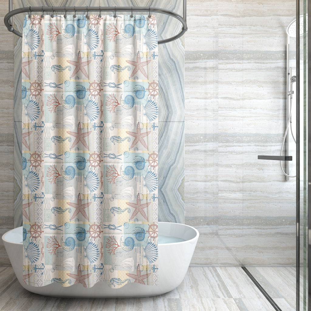 Waterproof Seaside Ocean Animal EVA Shower Curtain for Bathtub Shower