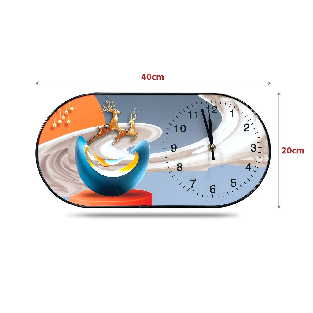Elegant Oval Crystal Porcelain Wall Clock - Hand-Painted Decorative Artwork Timepiece