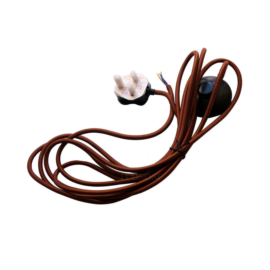 4M Fabric Flex Plug-In Pendant Light Set on/off Foot Switch~6041