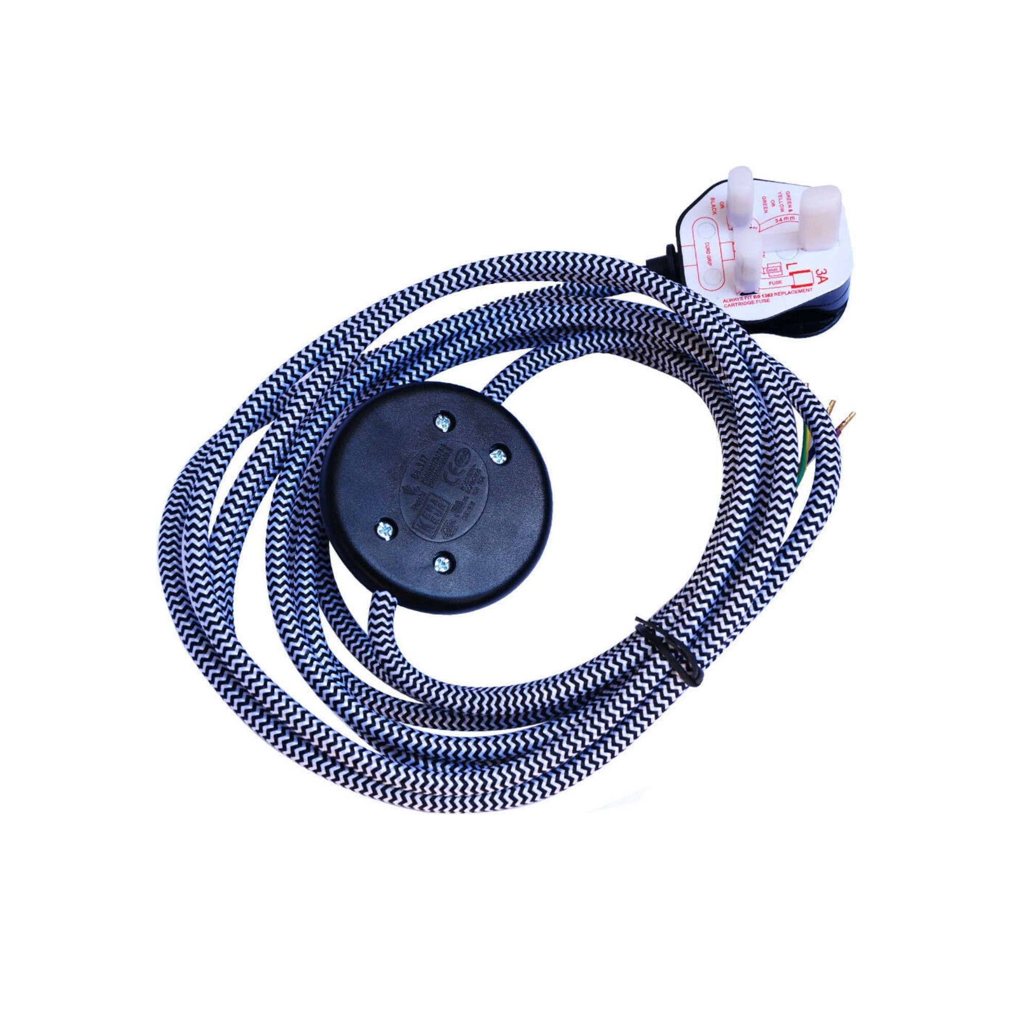 4M Fabric Flex Plug-In Pendant Light Set on/off Foot Switch~6041