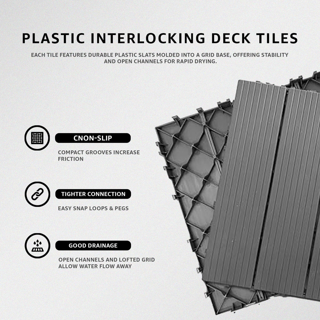 Outdoor Plastic Interlocking Patio Tiles ~6356
