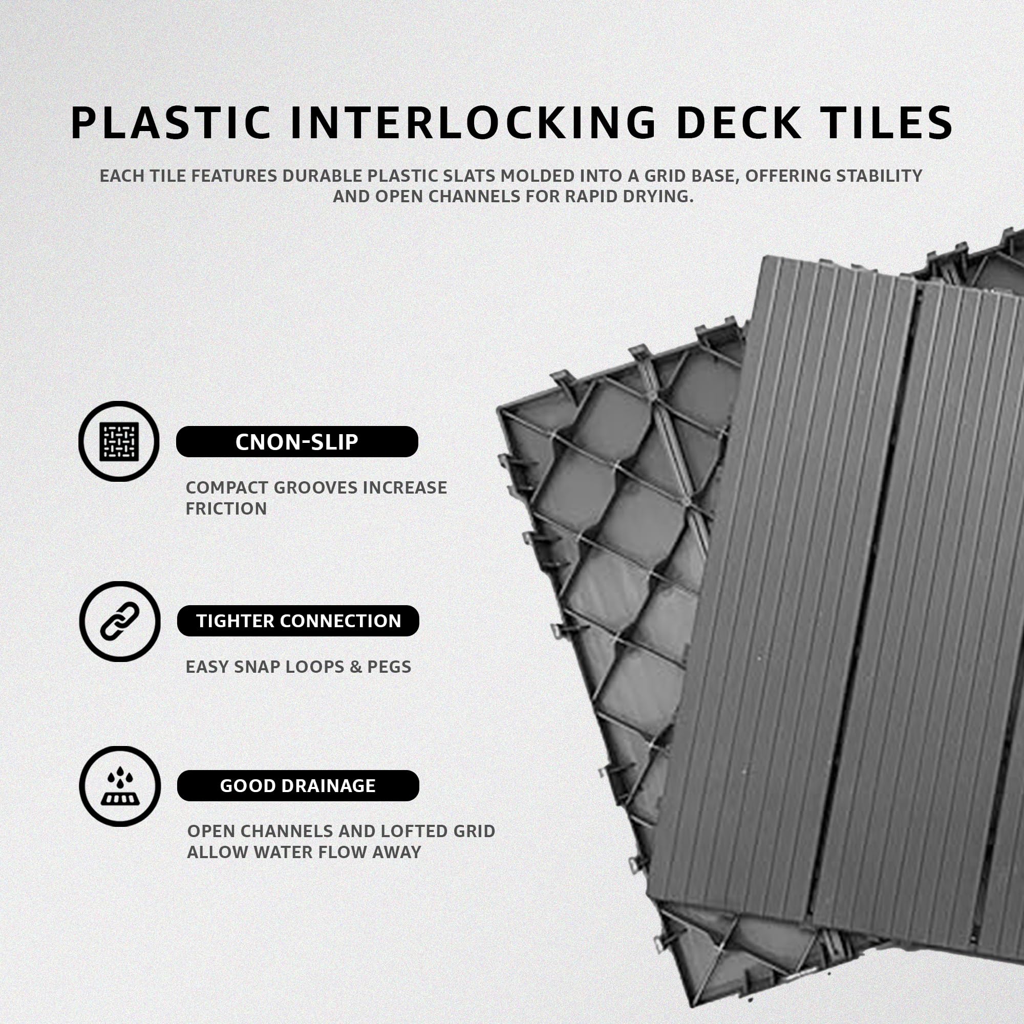 Outdoor Plastic Interlocking Patio Tiles ~6356