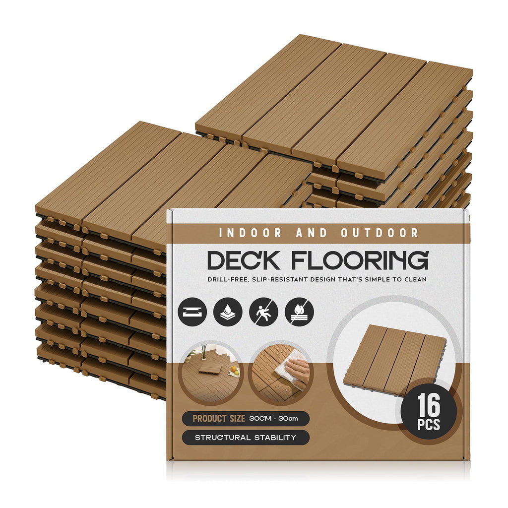 Interlocking Acacia Hardwood Decking Tiles for Outdoor Patio Garden Flooring