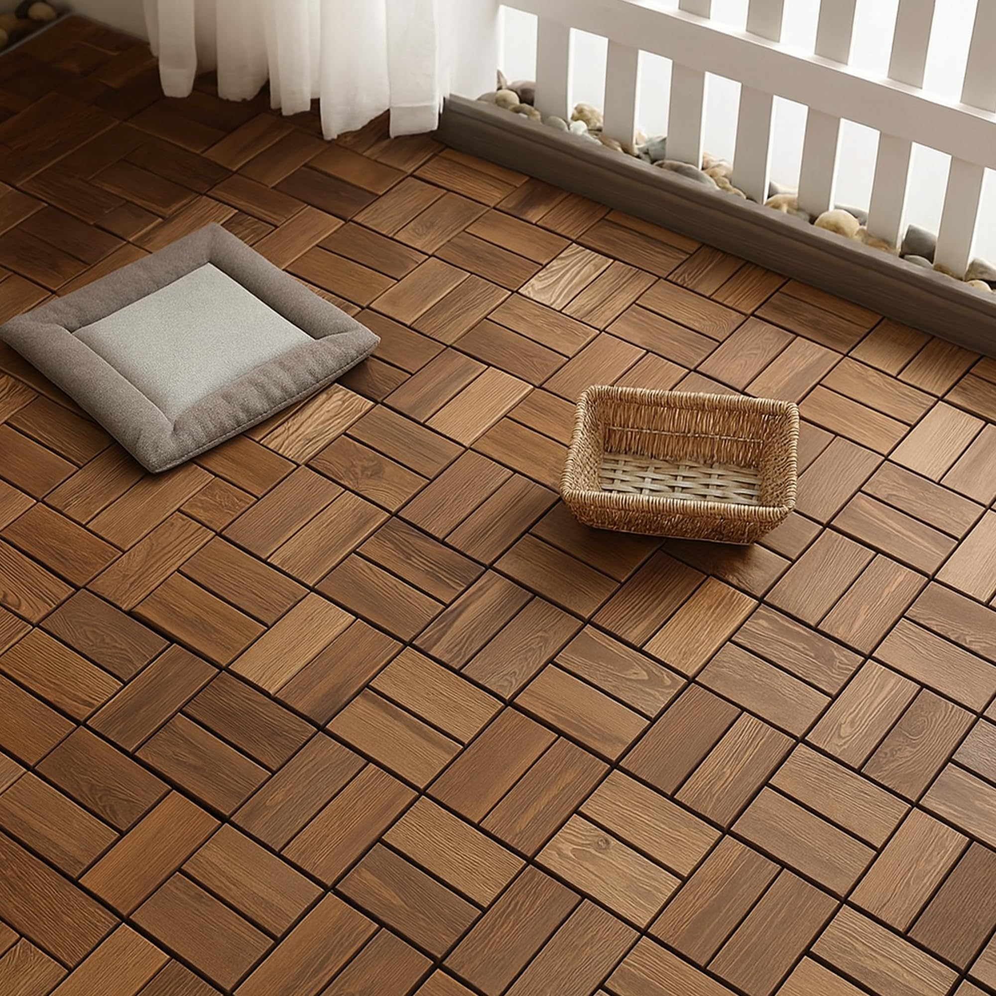 Outdoor Wooden Look Composite Decking Tiles 30cm ~6355