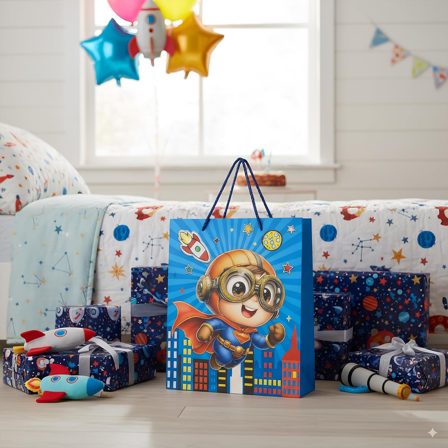 Luxury Matte Gift Bags Assorted Sizes 12 Pack for Boys Birthday Presents