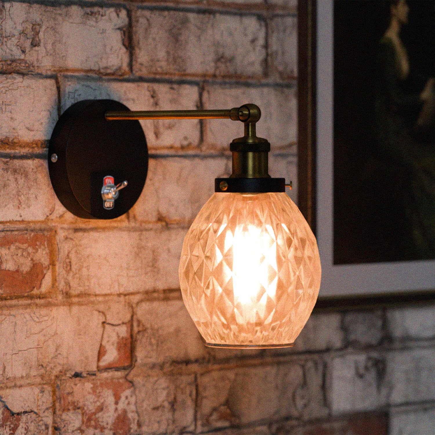 E27 Glass Wall Light With Switch ~6193