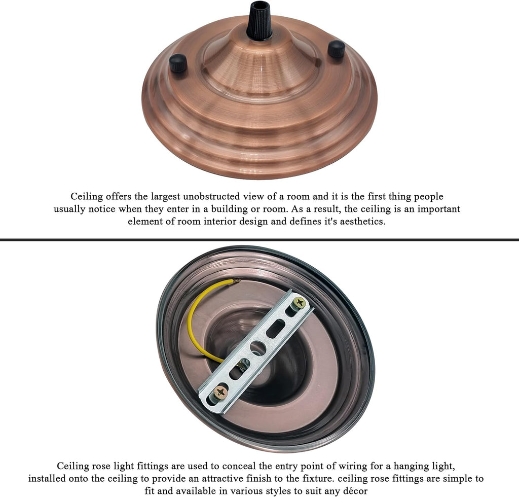 Modern Single Outlet Ceiling Rose with Hook, Easy Fit Metal Light
